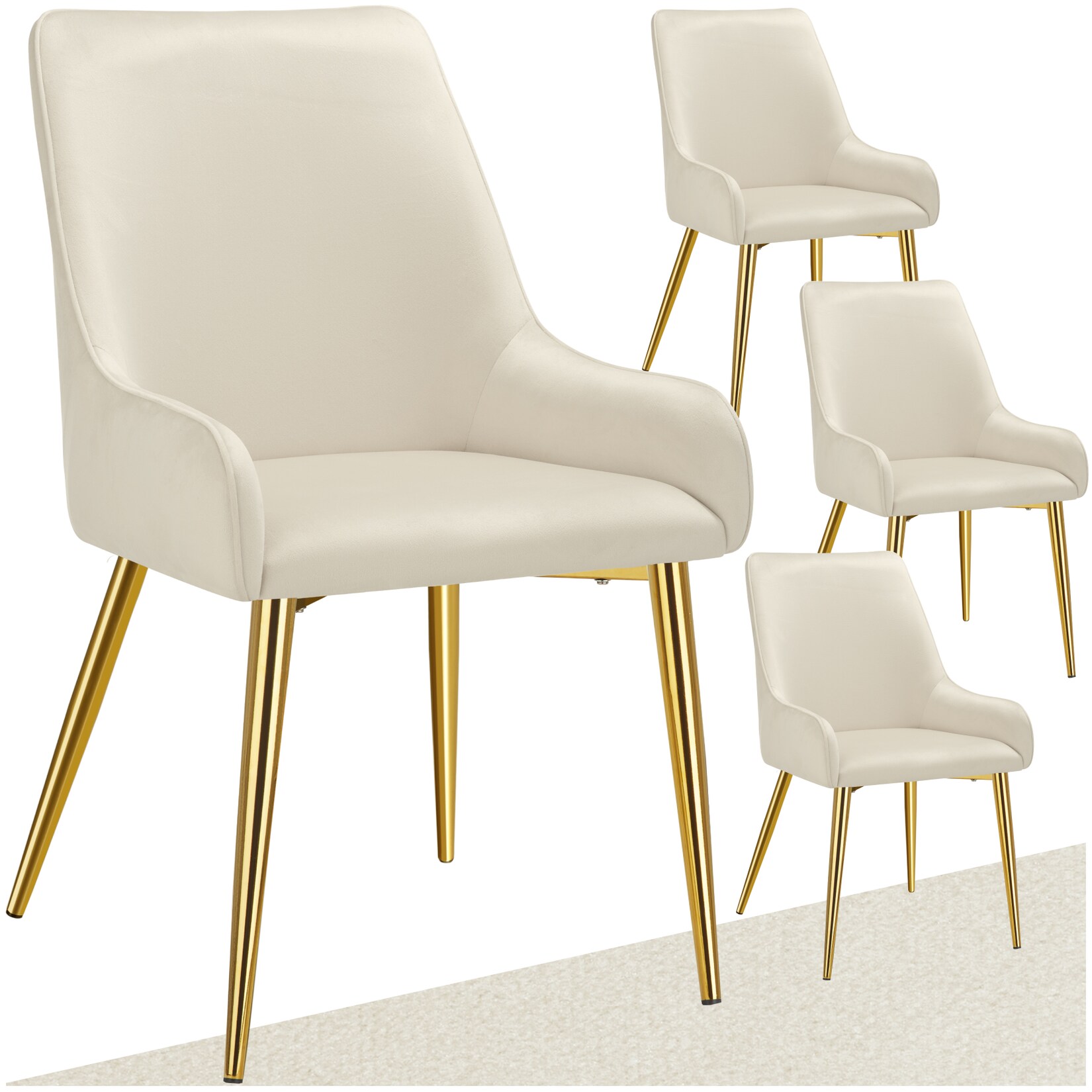 tectake® Polsterstuhl , in Samtoptik, gepolstert, schlanke, pulverbeschichtete Stahlbeine, 52 x 61 x 89 cm