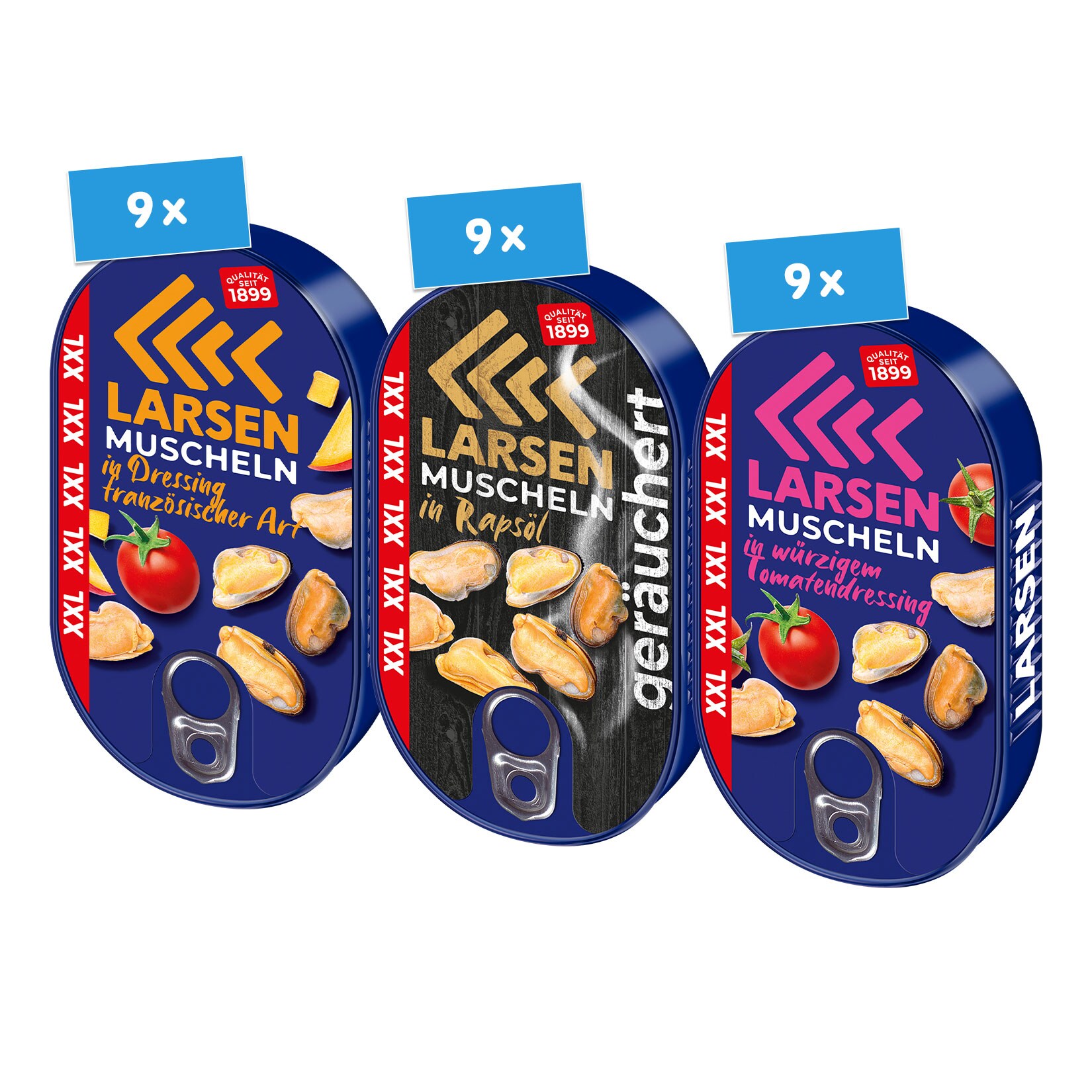 Dovgan Larsen Muscheln verschiedene Sorten 150 g, 27er Pack - Bild 1