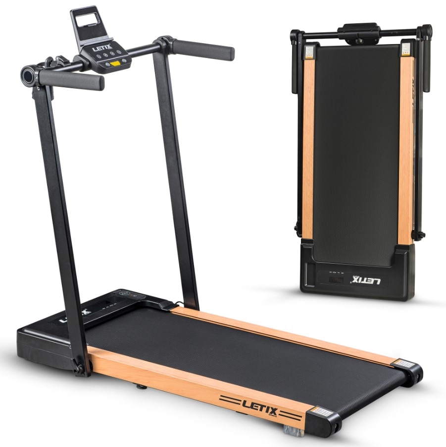 LETIX Elektrisches Laufband FoldPro 2in1 mit LCD-Display, Bluetooth & APP Funktion, f&uuml;r zu Hause und B&uuml;ro, motorisiertes Fitnessger&auml;t, Heimtrainer - Holzoptik - Bild 1