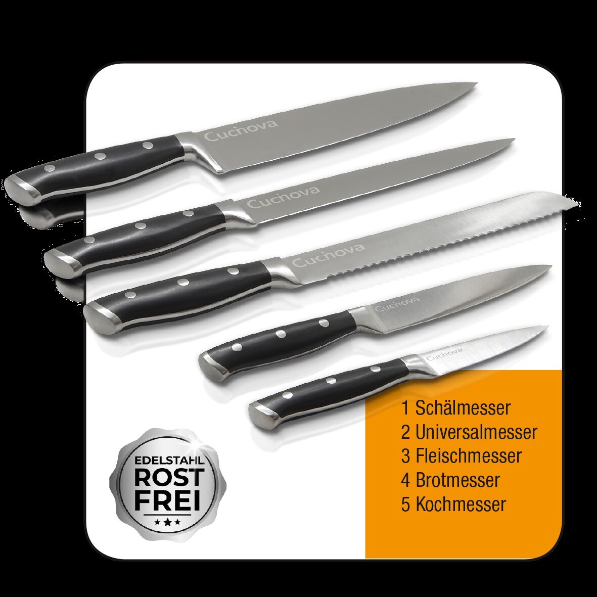 Cucinova Messerblock mit 5 Messern + integriertem Messersch&auml;rfer - Bild 1