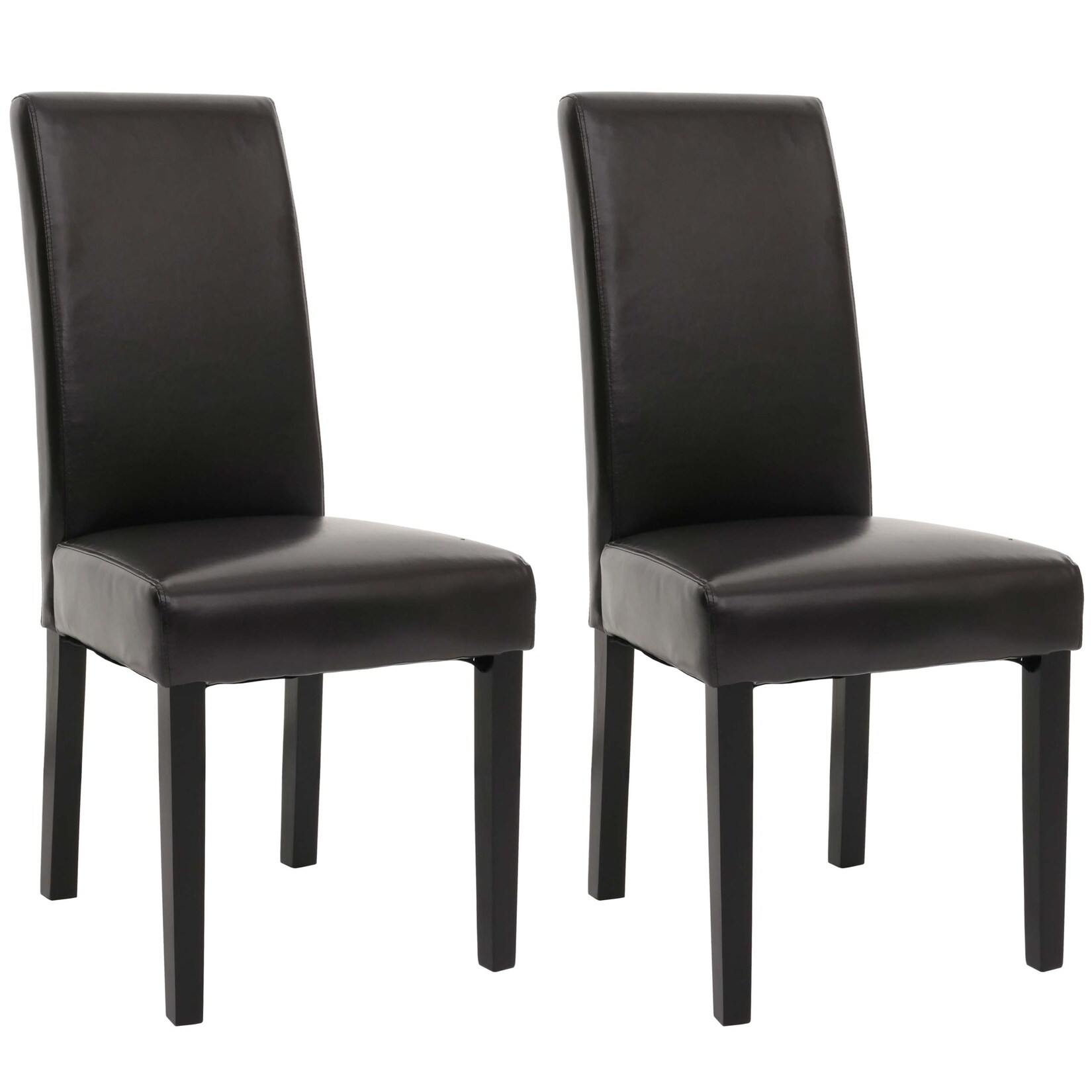 2er-Set Esszimmerstuhl MCW-N66, Stuhl Küchenstuhl Lehnstuhl Massivholz Kunstleder ~ schwarz-braun, schwarze Beine | 04057651656236