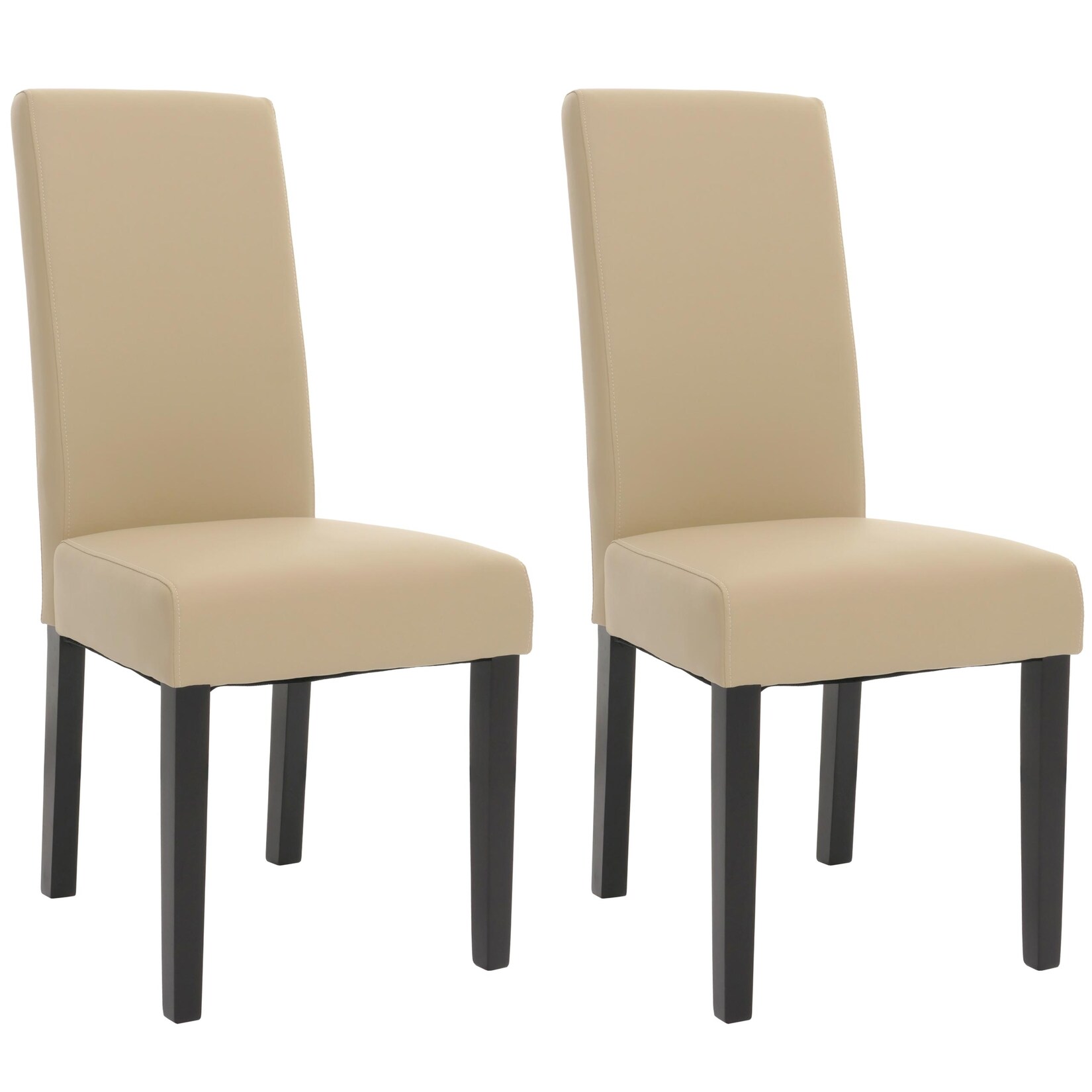 2er-Set Esszimmerstuhl MCW-N66, Stuhl Küchenstuhl Lehnstuhl Massivholz Kunstleder ~ creme, schwarze Beine | 04057651656298