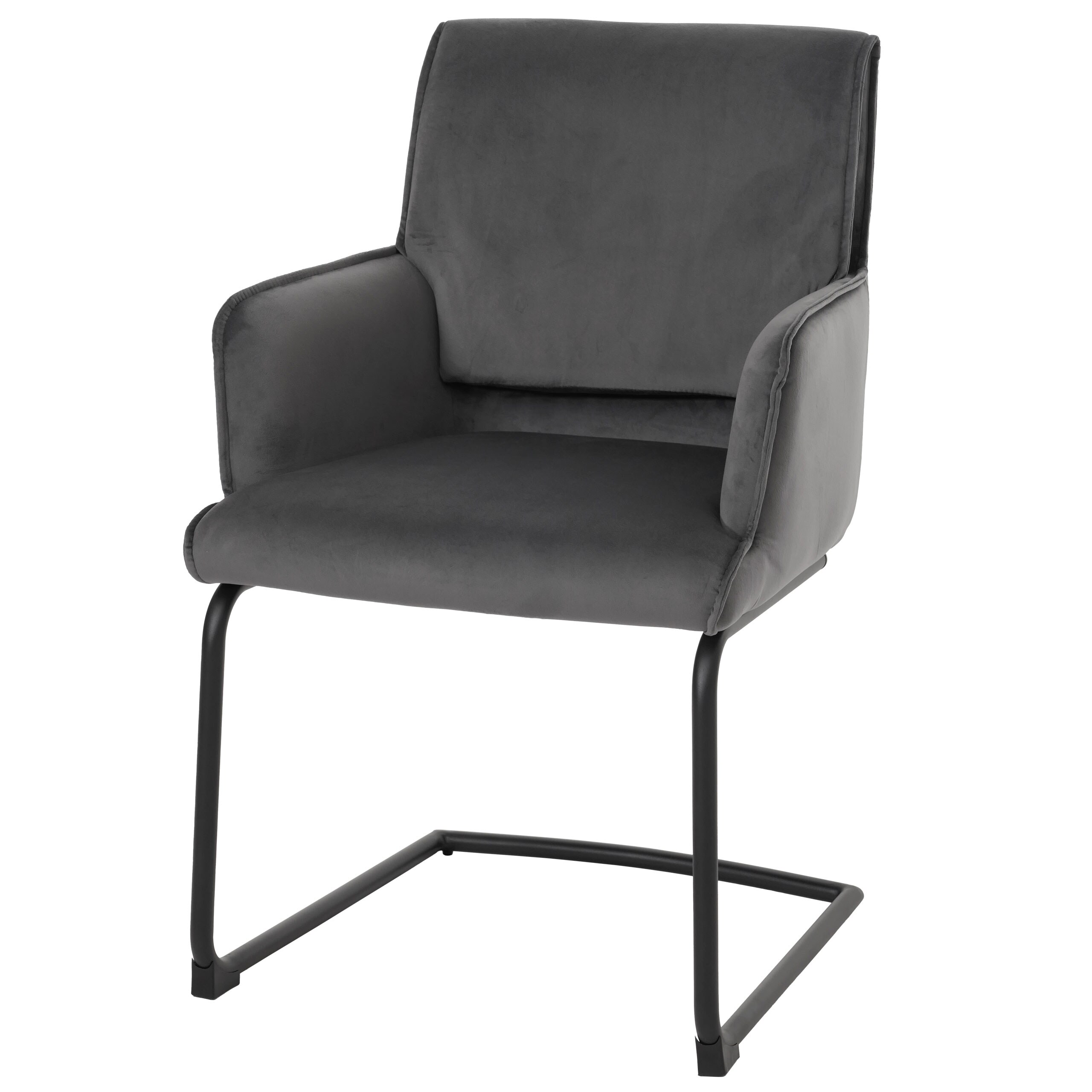 Freischwinger MCW-N60, Esszimmerstuhl K&uuml;chenstuhl Stuhl, Stoff/Textil &Ouml;ko-Tex ~ dunkelgrau - Bild 1