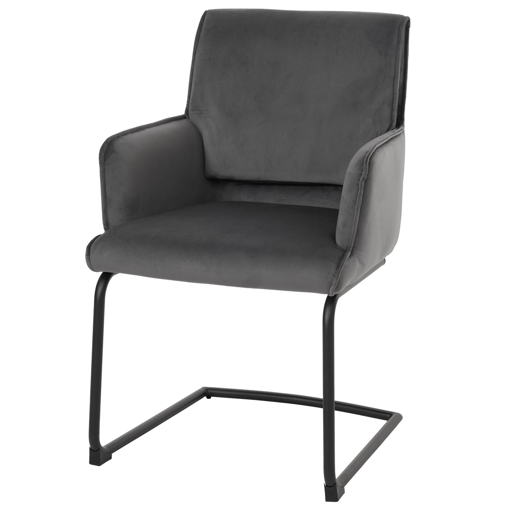 Freischwinger MCW-N60, Esszimmerstuhl Küchenstuhl Stuhl, Stoff/Textil Öko-Tex ~ dunkelgrau