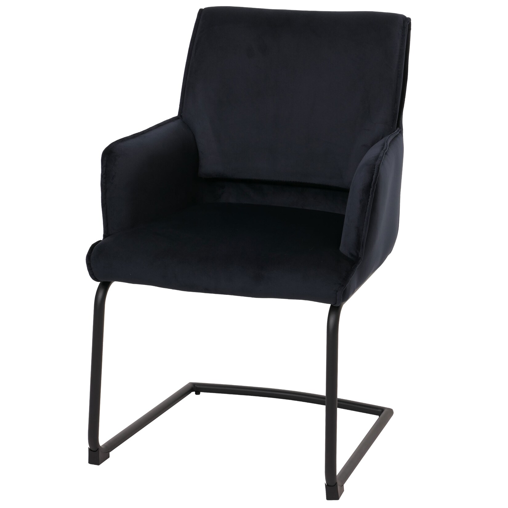 Freischwinger MCW-N60, Esszimmerstuhl Küchenstuhl Stuhl, Stoff/Textil Öko-Tex ~ anthrazit-blau