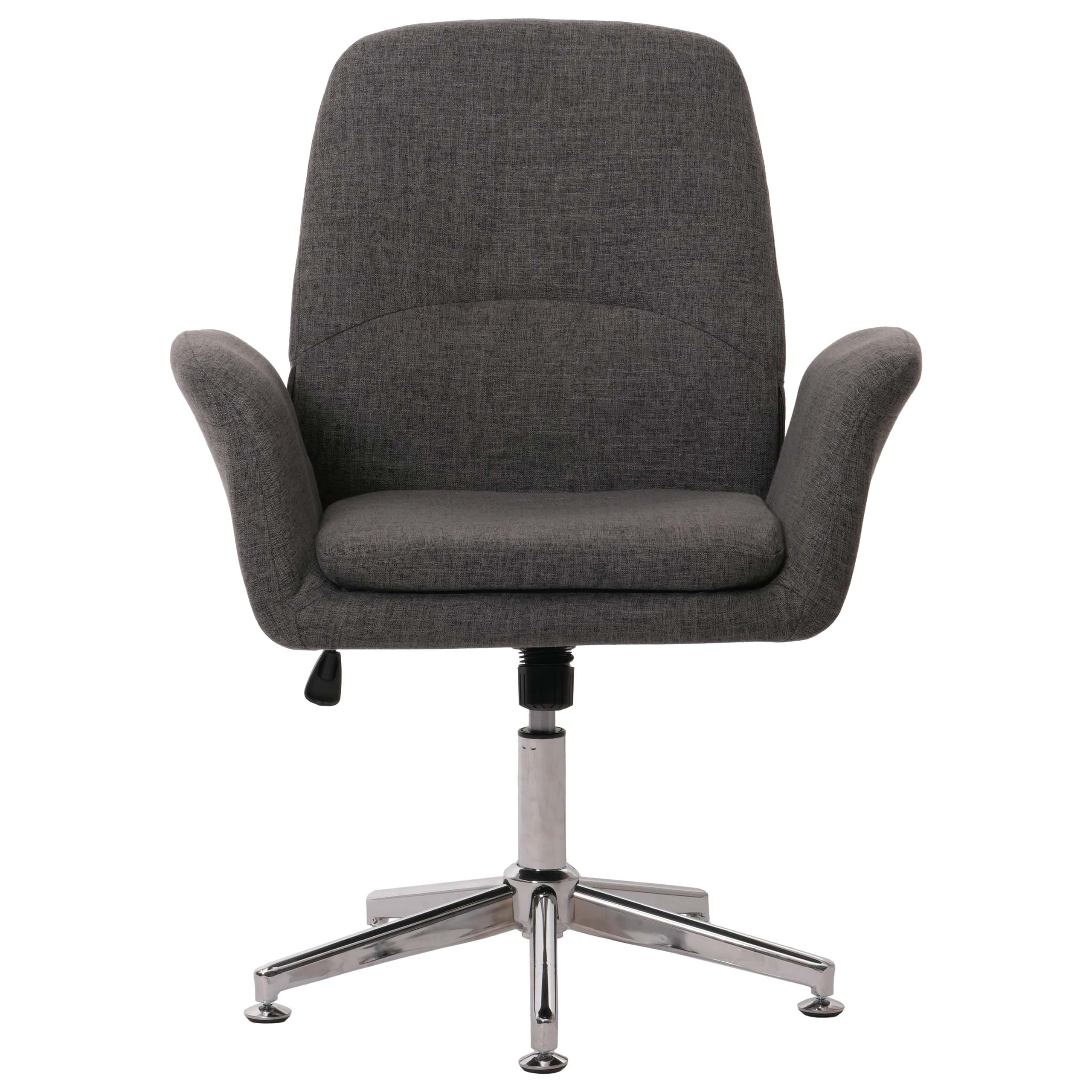 Konferenzstuhl MCW-K23, Besucherstuhl Stuhl Polsterstuhl drehbar mit Armlehne h&ouml;henverstellbar Stoff/Textil ~ dunkelgrau - Bild 1