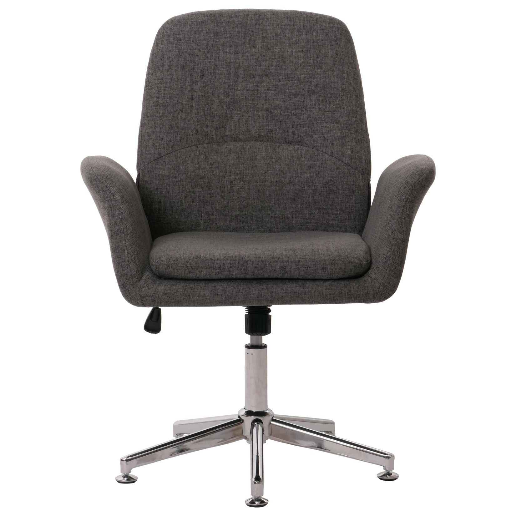 Konferenzstuhl MCW-K23, Besucherstuhl Stuhl Polsterstuhl drehbar mit Armlehne höhenverstellbar Stoff/Textil ~ dunkelgrau | 04057651690452