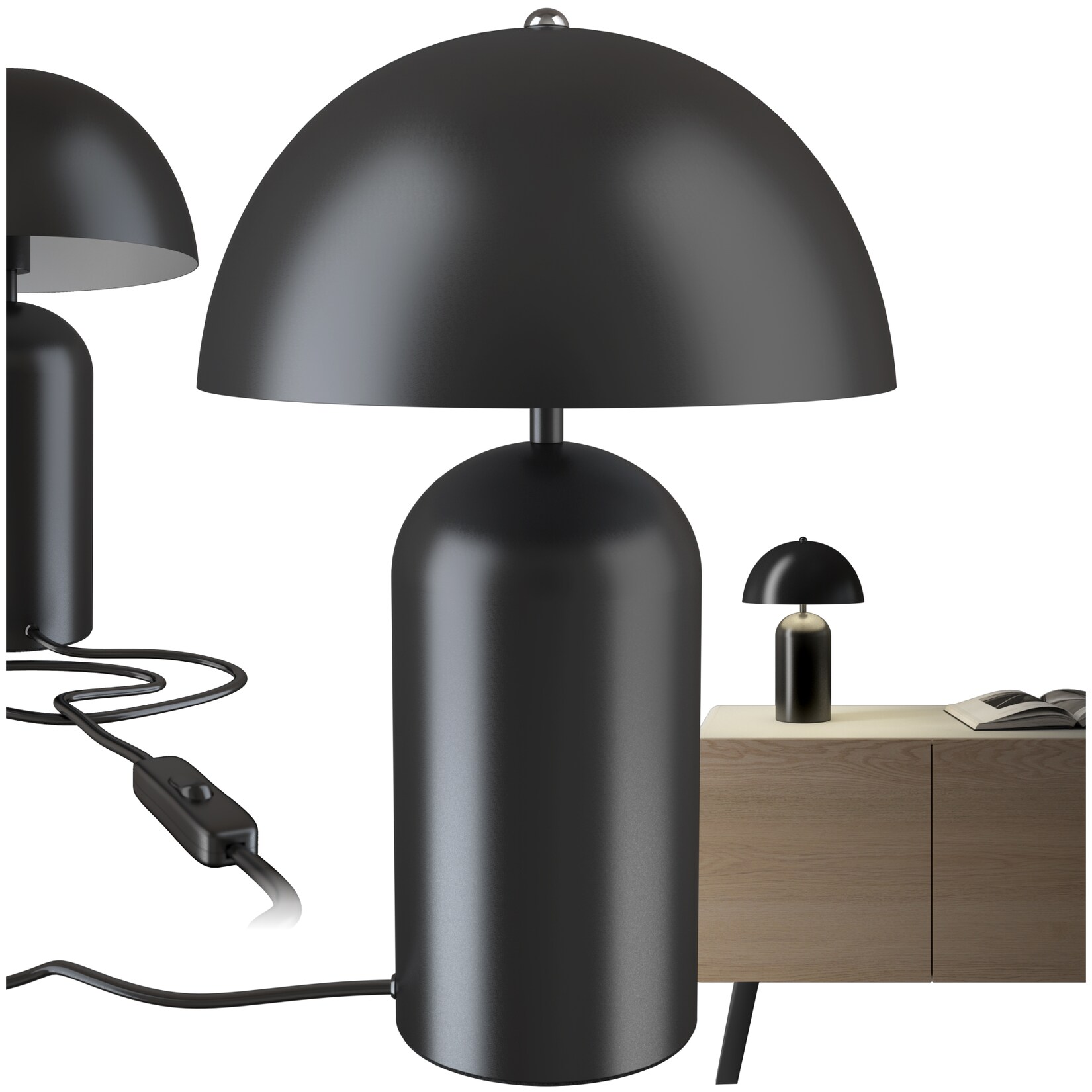 tectake® Retro-Tischlampe, Pilzdesign im 70er Jahre Stil, indirektes Licht, Kippschalter am Kabel, 25 x 37 cm | 04061173261496