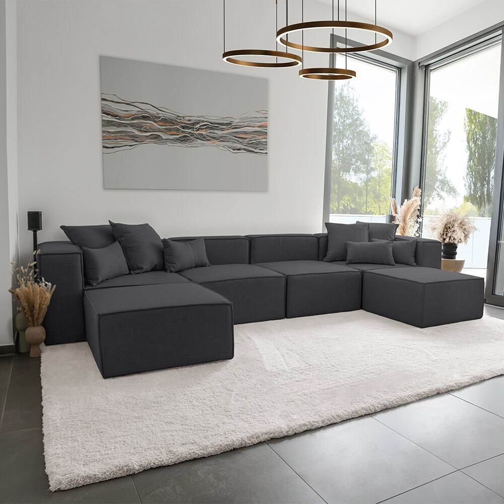 HOME DELUXE Modulares Sofa VERONA XXL Anthrazit – versch. Ausführungen | 04058166269485