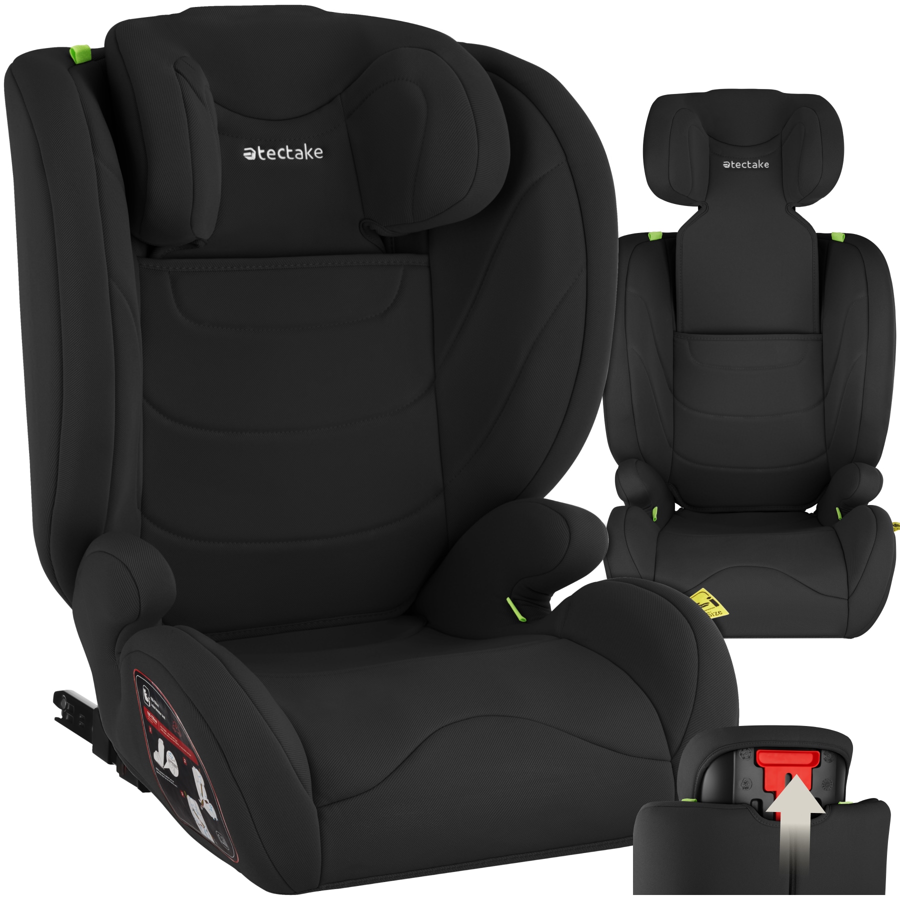 tectake&reg; Autositz, i-Size Zulassung, ISOFIX-Installation, mit Seitenaufprallschutz, extra dicke Polsterung, von 100 bis 150 cm, Belastbarkeit 36 kg - Bild 1