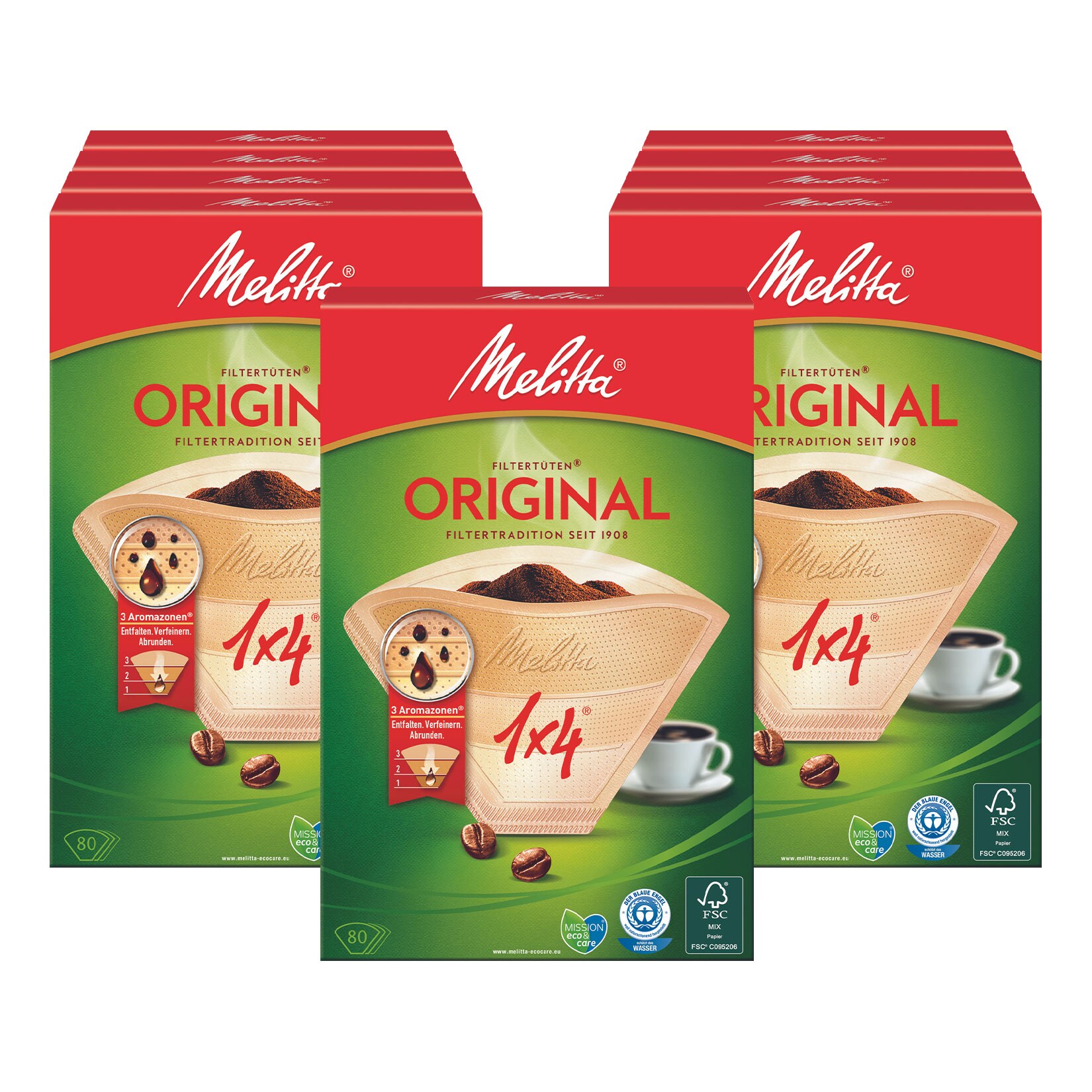 Melitta Filtertüten 1 x 4 80 Stück, 9er Pack | 04006508985371
