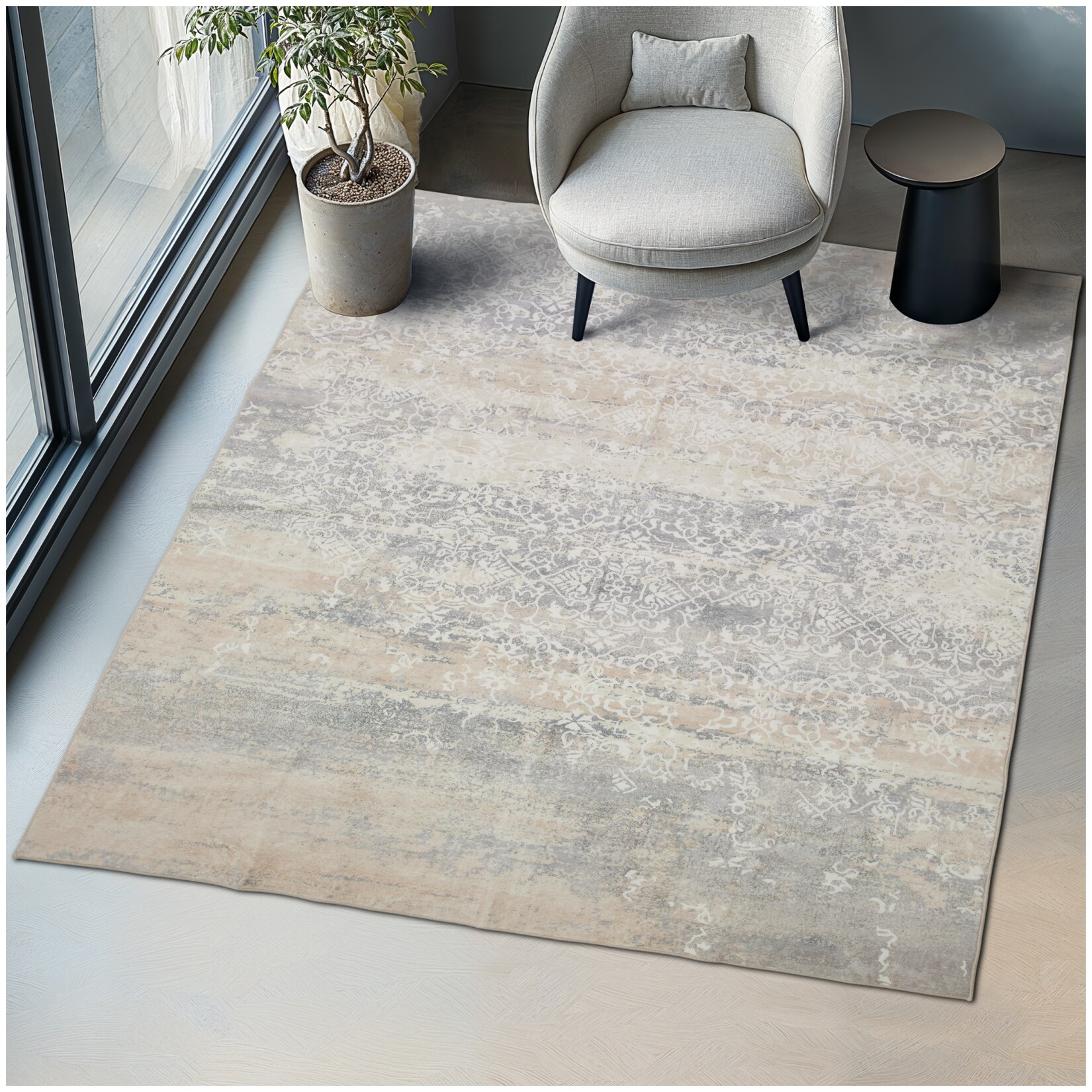tectake® Vintage Designer Teppich, verschiedene Größen, pflegeleichter, flauschiger Kurzflor, rutschfeste Unterfläche