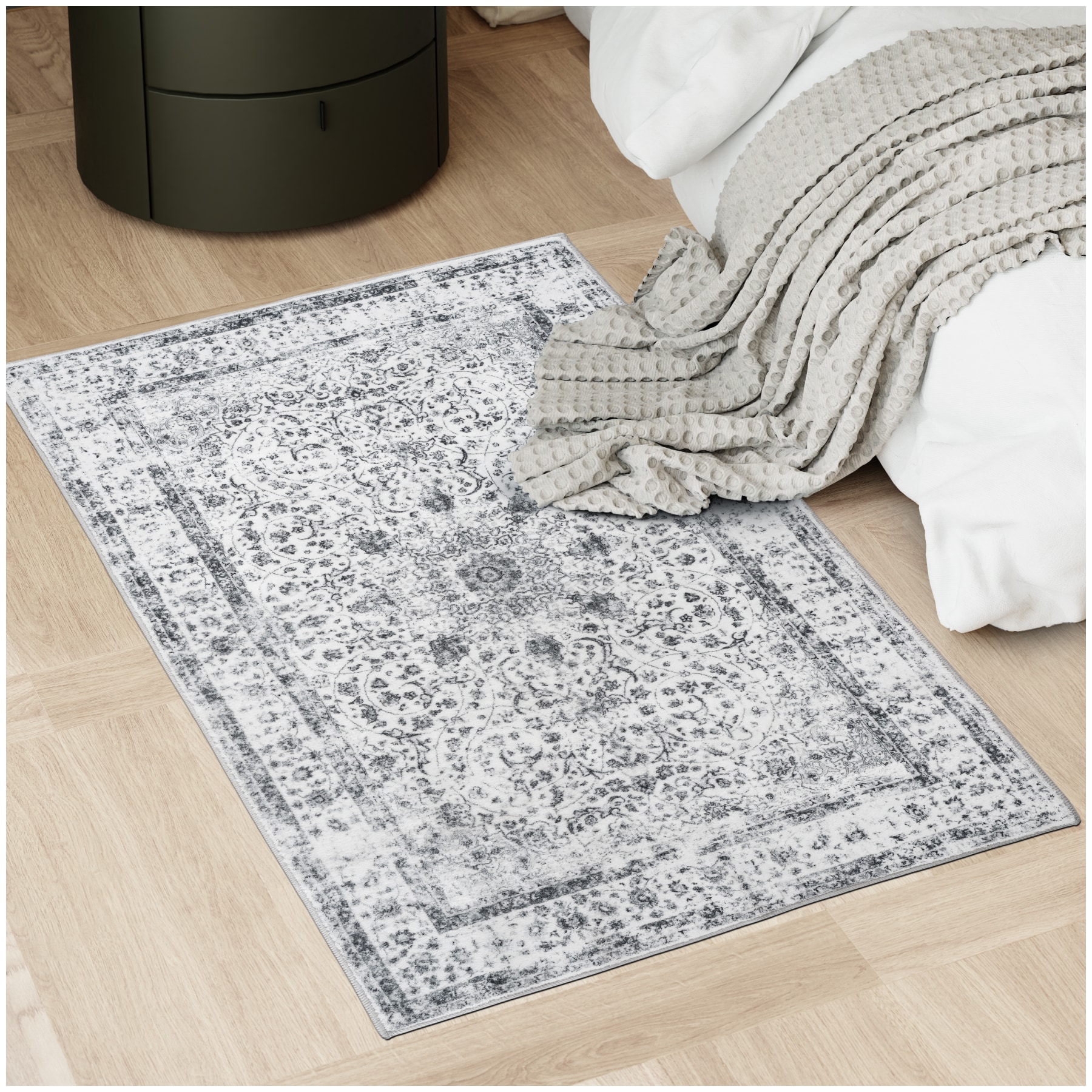 tectake&reg; Vintage Designer Teppich, verschiedene Gr&ouml;&szlig;en, pflegeleichter, flauschiger Kurzflor, rutschfeste Unterseite - Bild 1