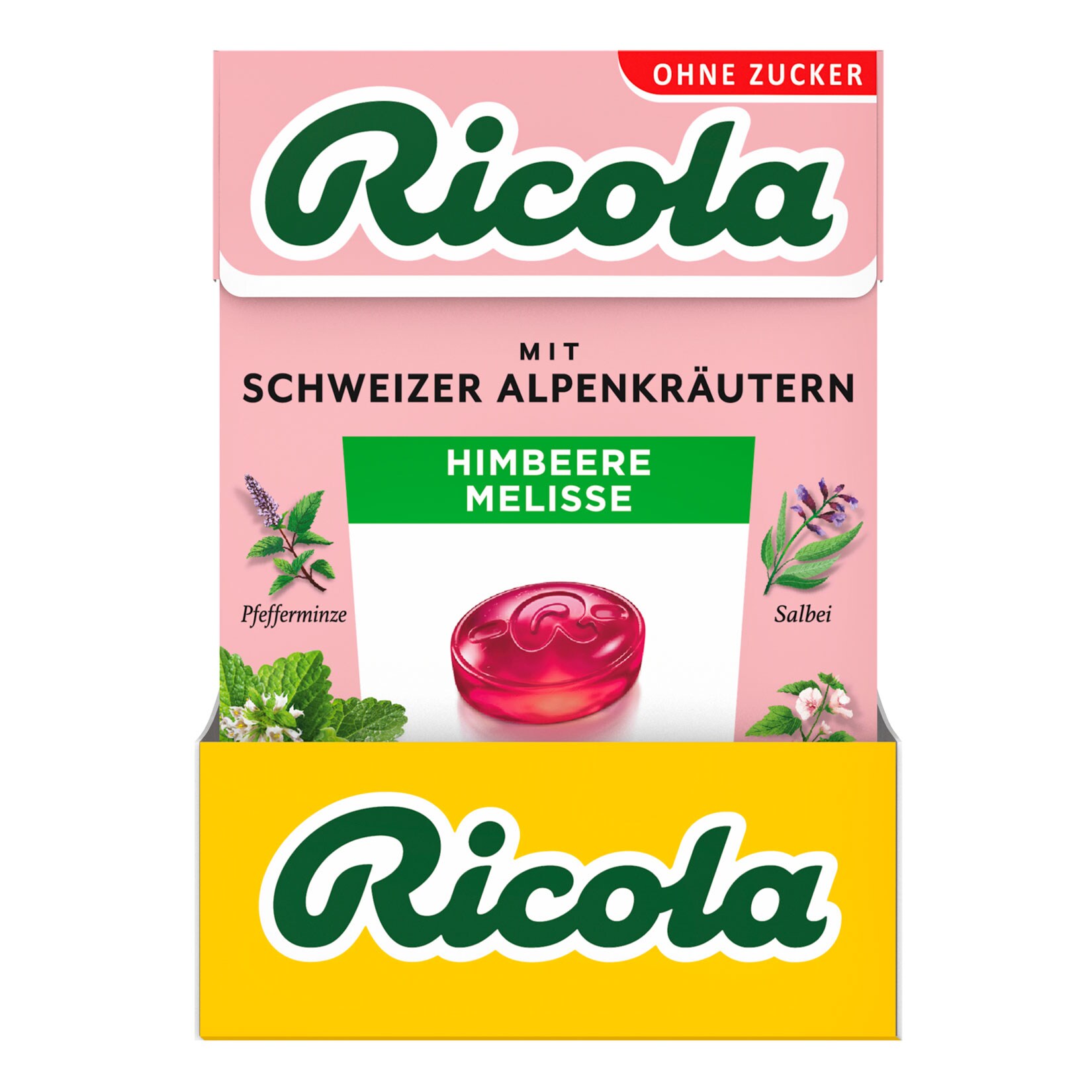 Ricola Himbeere Melisse Bonbon o. Z. 50 g, 10er Pack - Bild 1