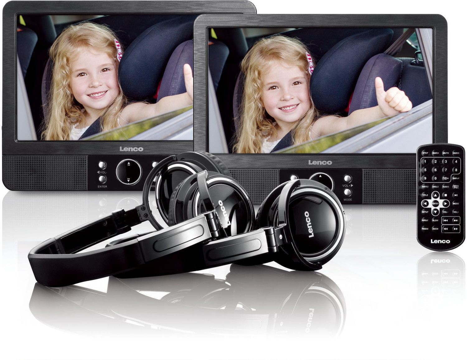 Lenco MES-415 Tragbares 9" DVD Player Set mit 2 festen Autohalterungen und 2 Kopfh&ouml;rern - Bild 1