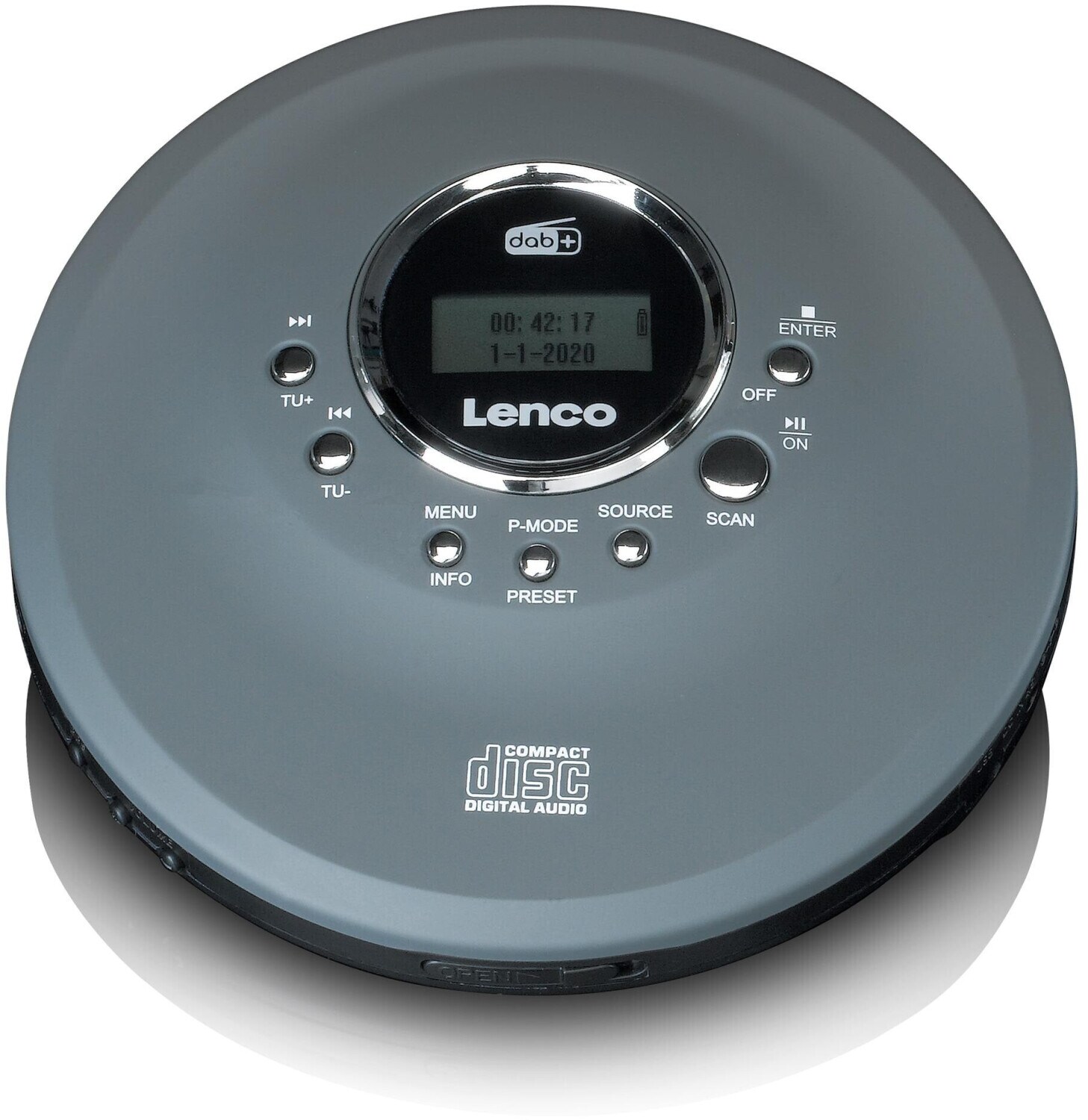 Lenco CD-400GY Portabler CD-Player mit DAB+ Radio, Anti-Shock-Funktion und Lithium-Akku | 08711902066439
