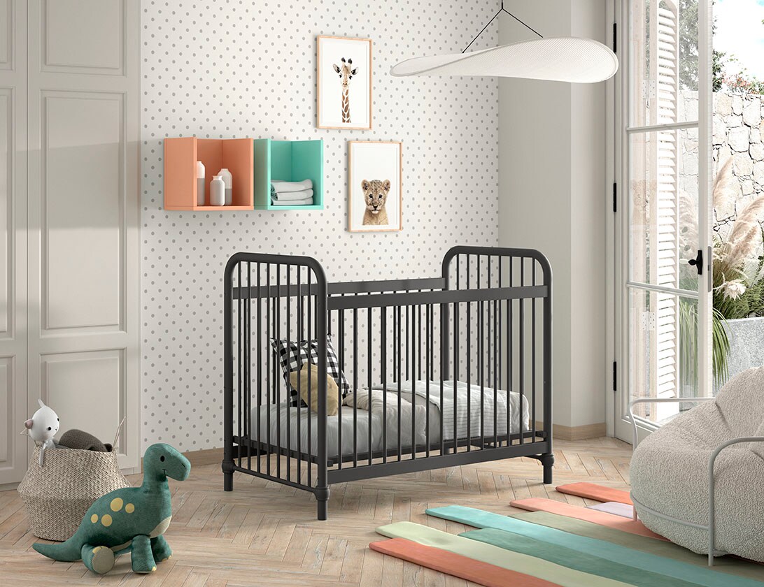 JAXX BRONXX Babybett mit Liegefl&auml;che 60 x 120 cm, Ausf. Metall Schwarz matt - versch. Ausf&uuml;hrungen - Bild 1