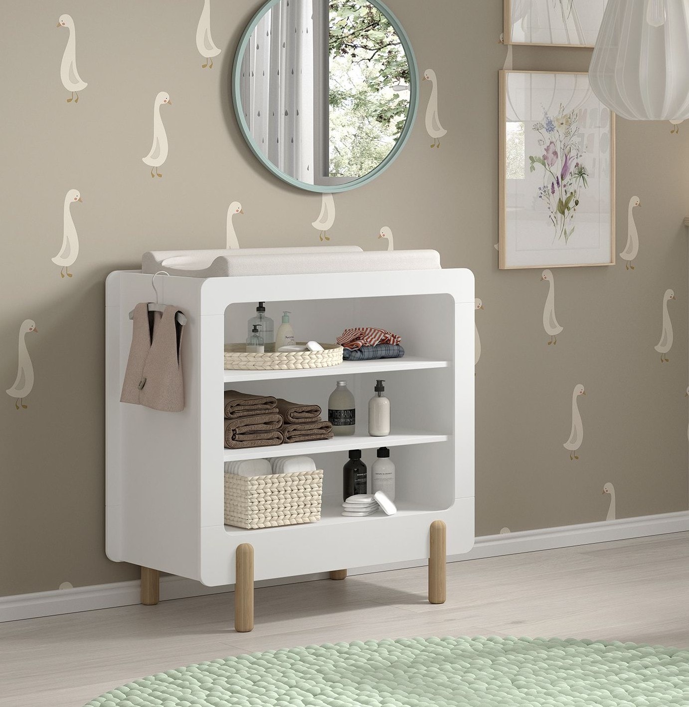 JAXX SMILE Wickelkommode mit 3 offenen F&auml;chern, Ausf. MDF wei&szlig; lackiert - Bild 1