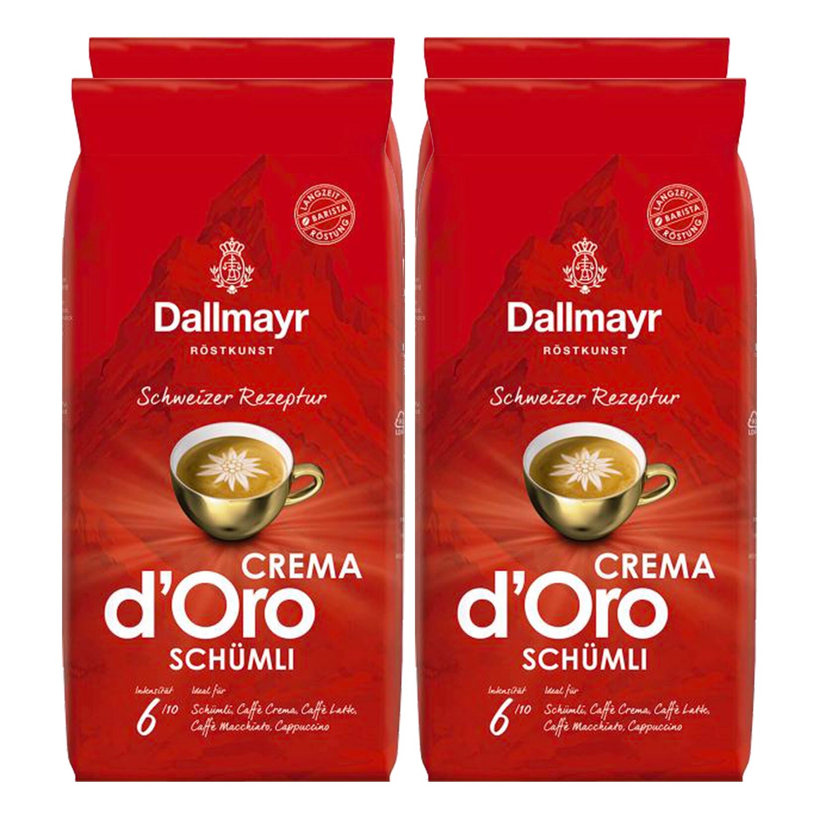 Dallmayr Crema d'Oro Sch&uuml;mli 1 kg, 4er Pack - Bild 1