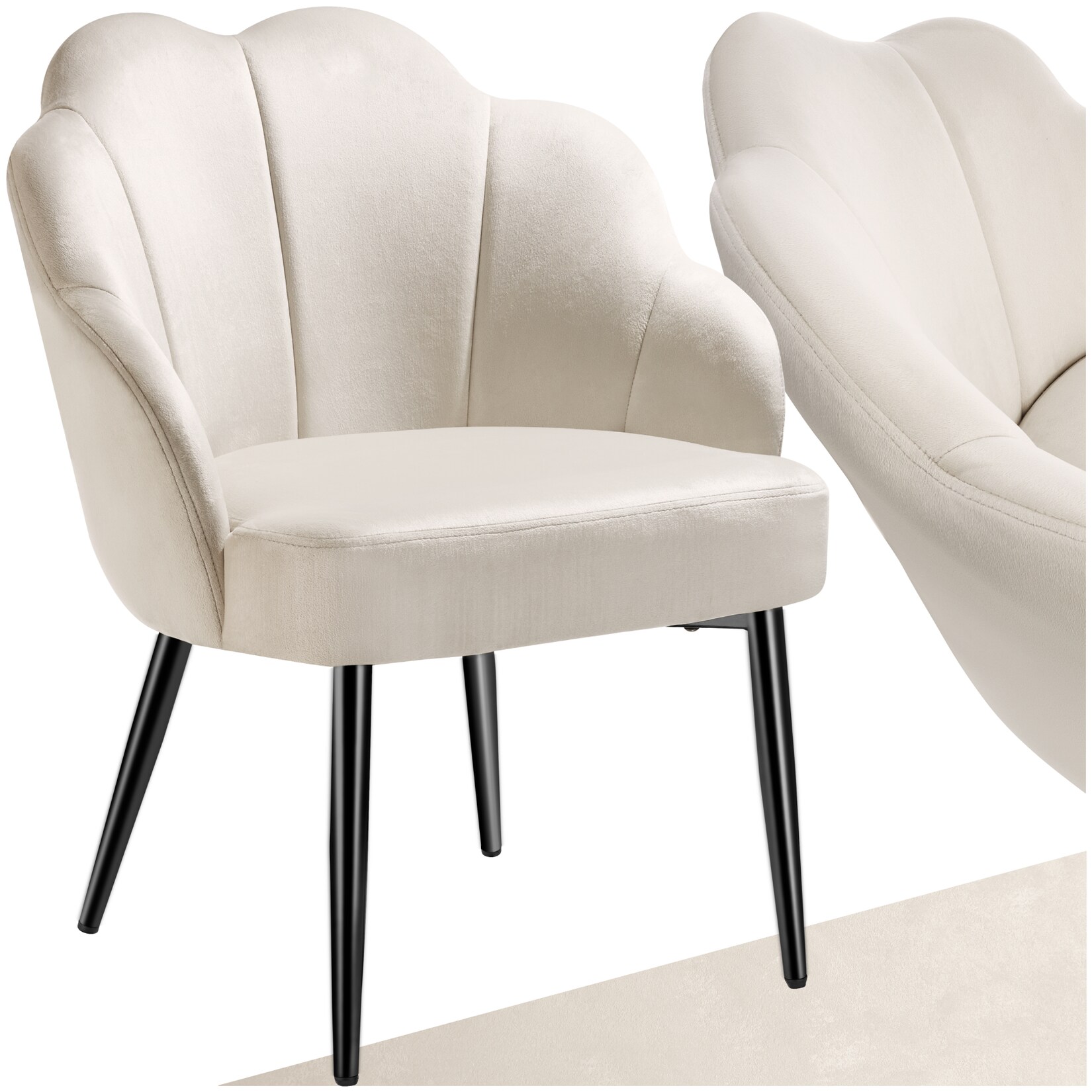 tectake® Cocktailsessel, gepolstert, mit Samtbezug, runde, pulverbeschichtete Stahlbeine, 66 x 62 x 80,5 cm