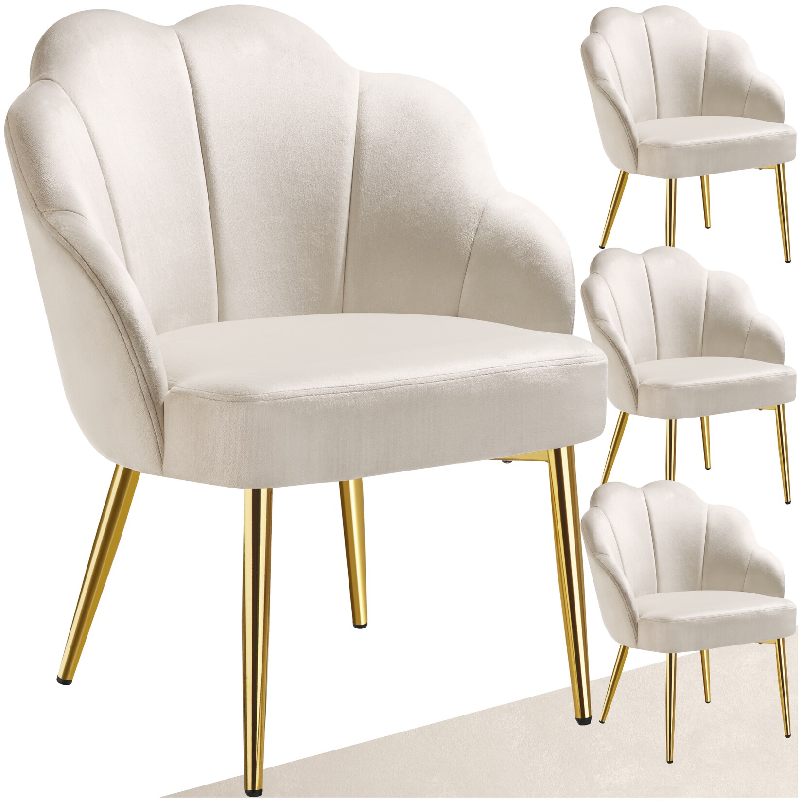 tectake® Cocktailsessel, gepolstert, mit Samtbezug, runde, pulverbeschichtete Stahlbeine, 66 x 62 x 80,5 cm | 04061173270962