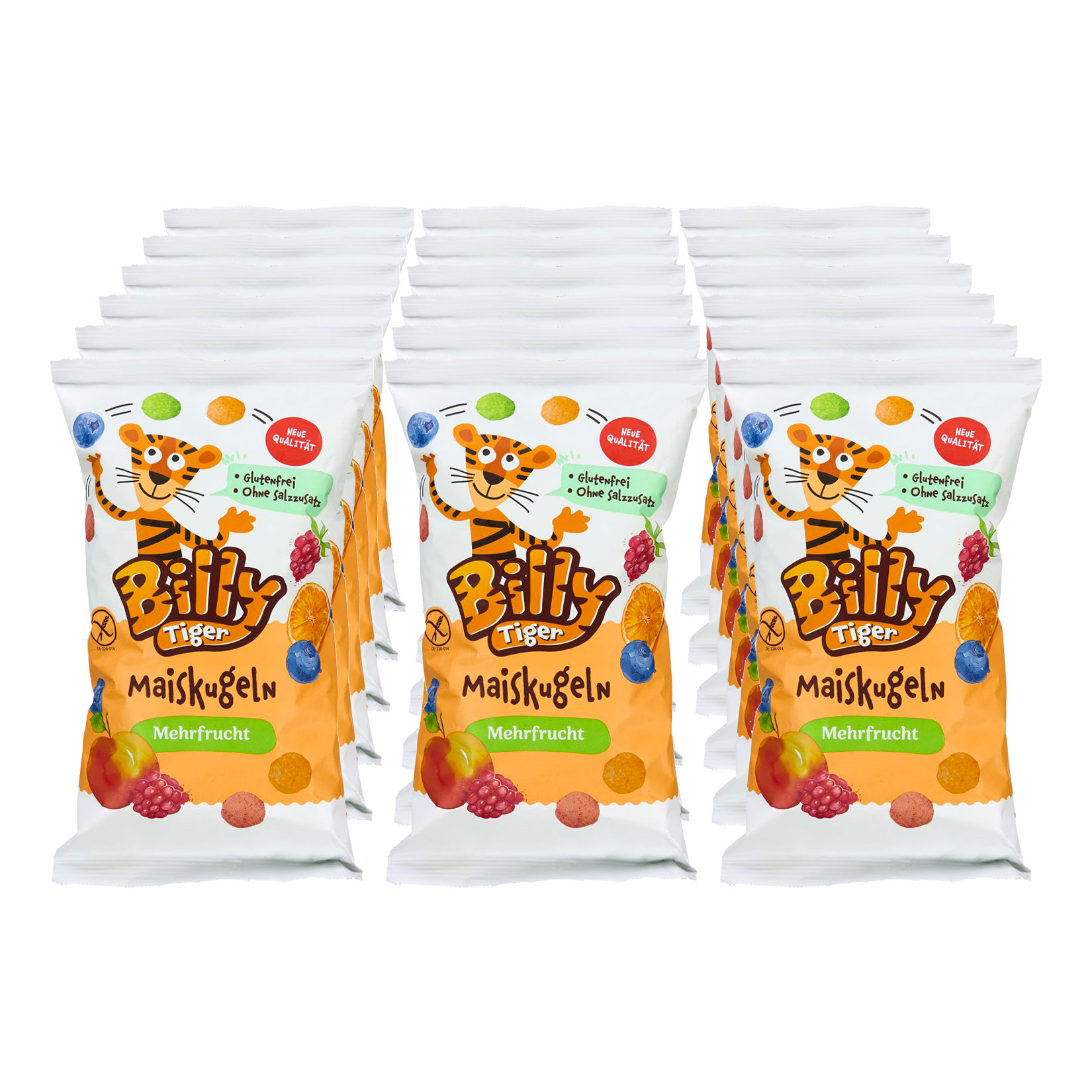 Billy Tiger Mais Kugeln mit Fruchtgeschmack 50 g, 18er Pack - Bild 1