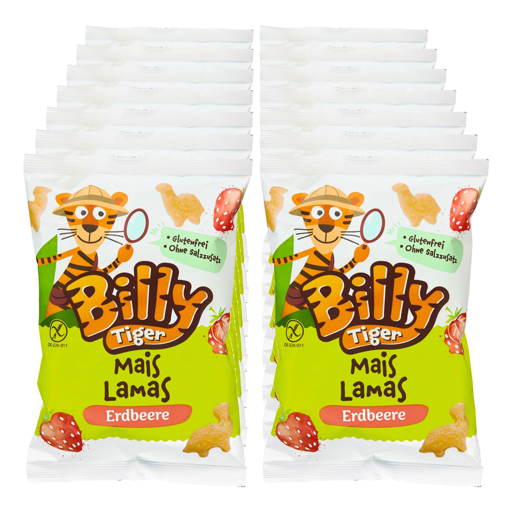 Billy Tiger Mais Lamas mit Erdbeergeschmack 50 g, 14er Pack - Bild 1