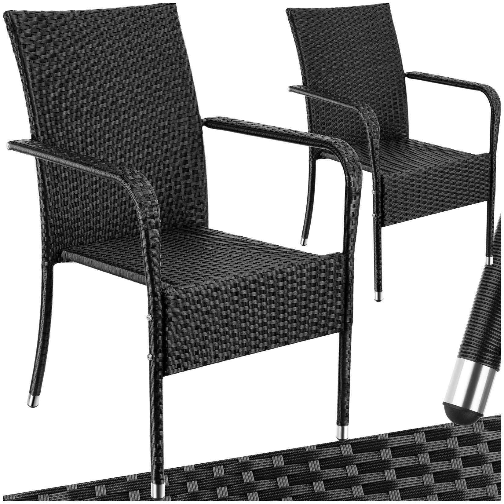 tectake® Rattanstuhl, widerstandsfähig, bodenschonend, stapelbar, 58 x 67 x 90 cm, Belastbarkeit 120 kg | 04061173271143
