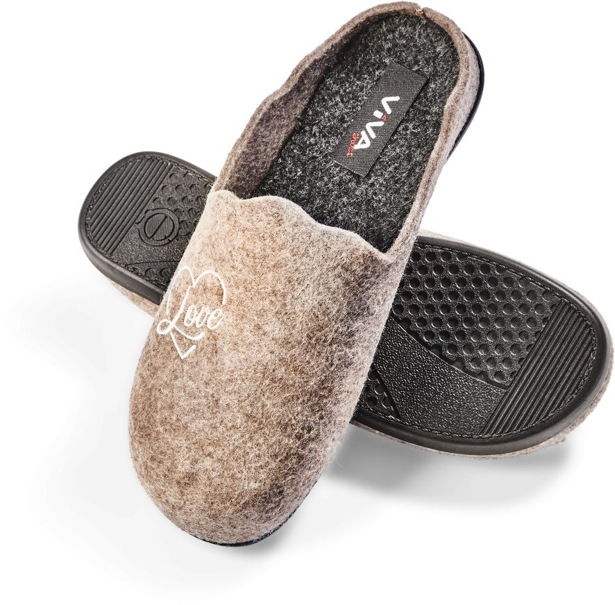 Damen und Herren Filzhausschuhe - Damen beige, Gr. 36/37 - Bild 1