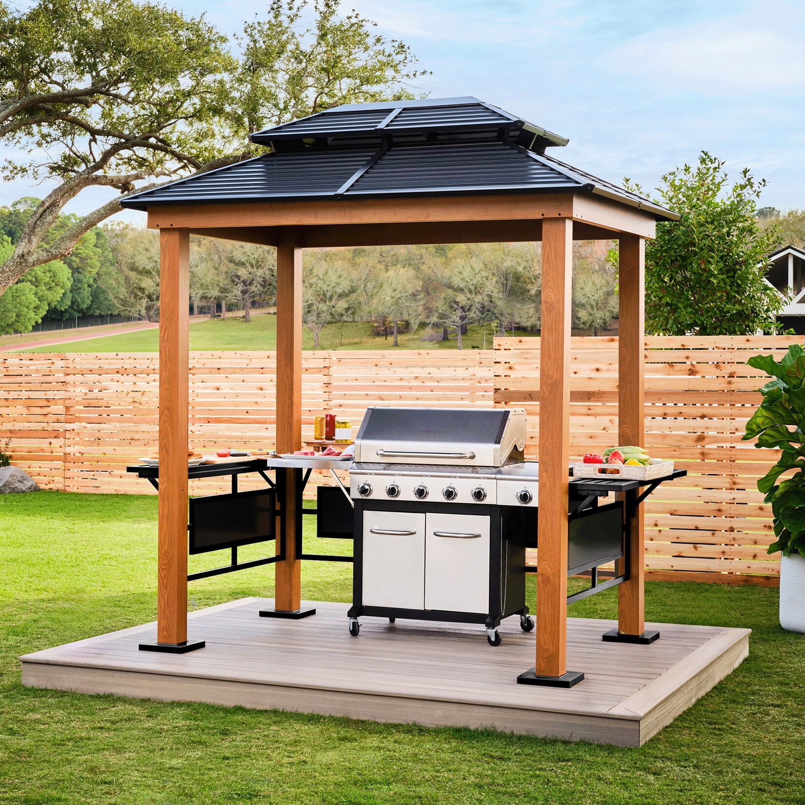 Sojag Pavillon BBQ Maui Holzoptik 158x249x278cm