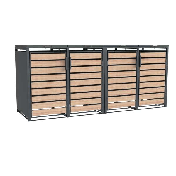 Westmann M&uuml;lltonnenbox Lacina | 4x 240 L Holzoptik 80x264x116cm - Bild 1