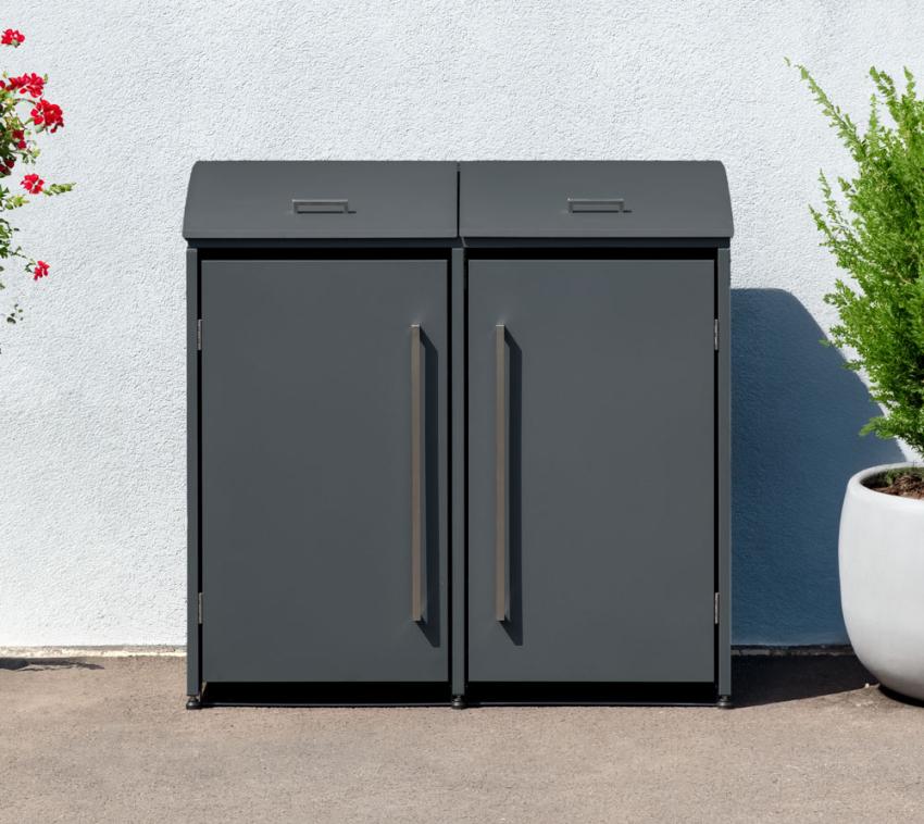 Westmann M&uuml;lltonnenbox Moderna 2 | 2x 240 L Anthrazit 83x139x135cm - Bild 1