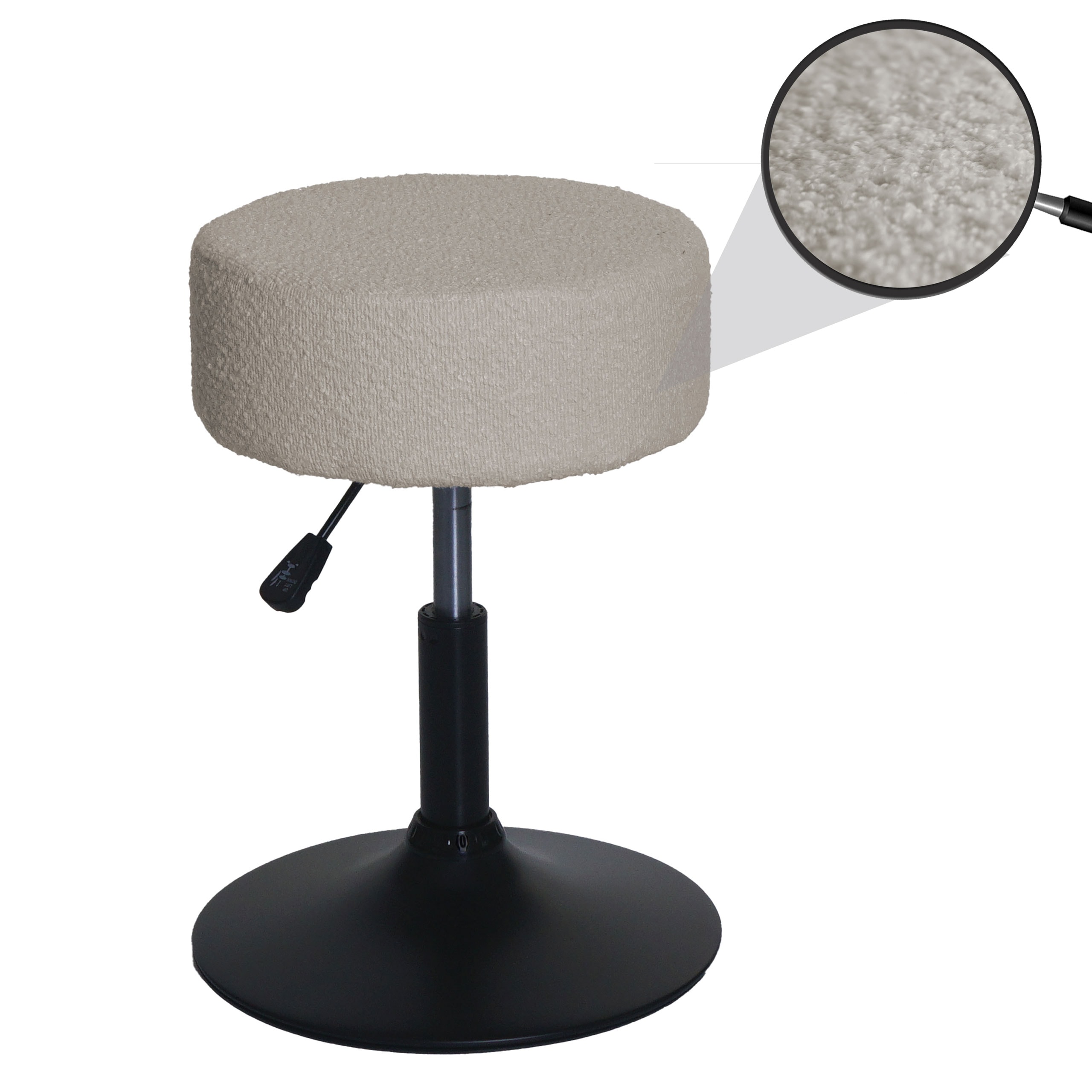 Hocker MCW-C22, Sitzhocker Schminkhocker, h&ouml;henverstellbar drehbar &Oslash; 37cm Stoff Boucl&eacute; (450g/m&sup2;) MVG ~ beige - Bild 1