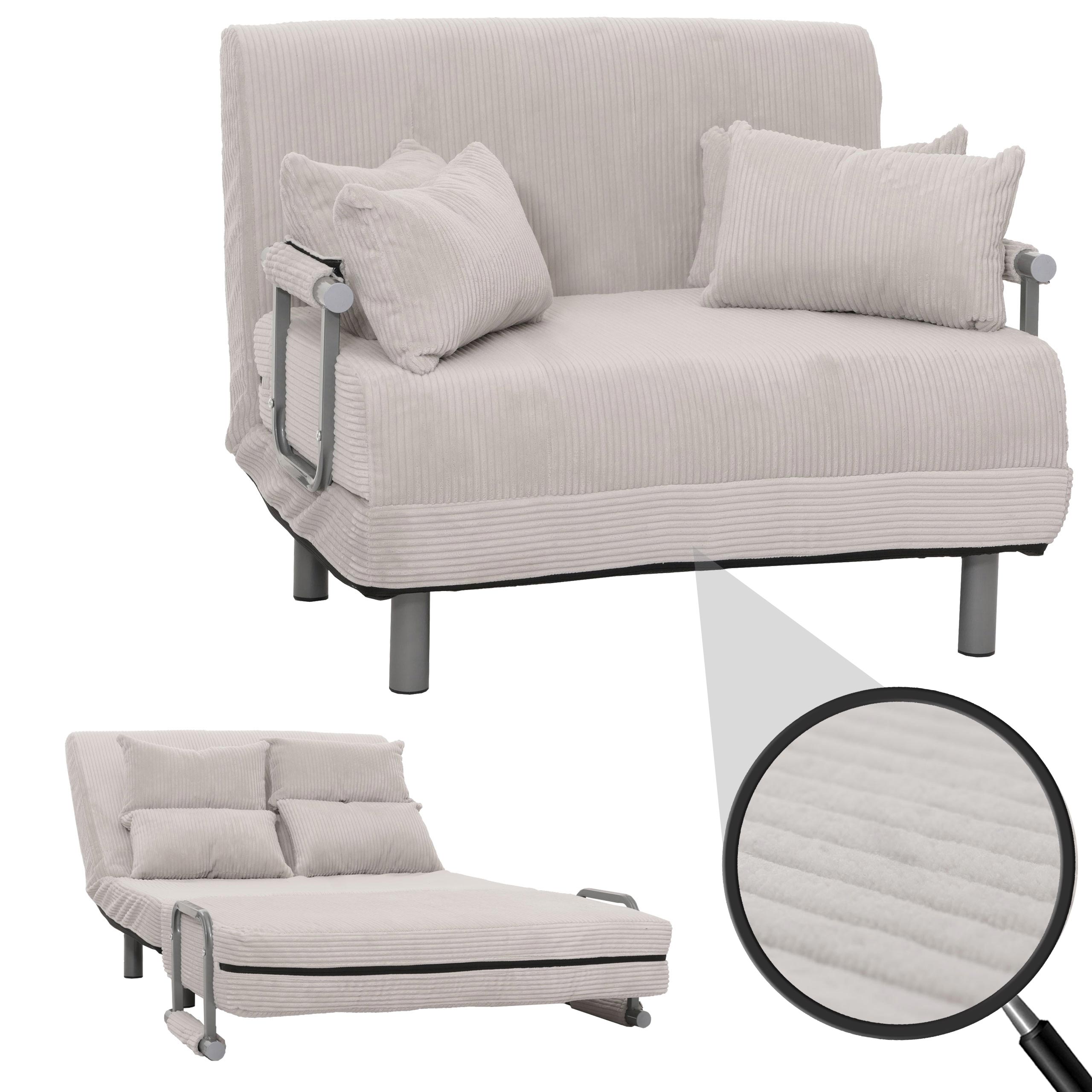 Schlafsessel MCW-K29, Klappsessel Schlafsofa G&auml;stebett, Liegefl&auml;che 190x100cm, Stoff Cord (330g/m&sup2;) ~ hellgrau - Bild 1