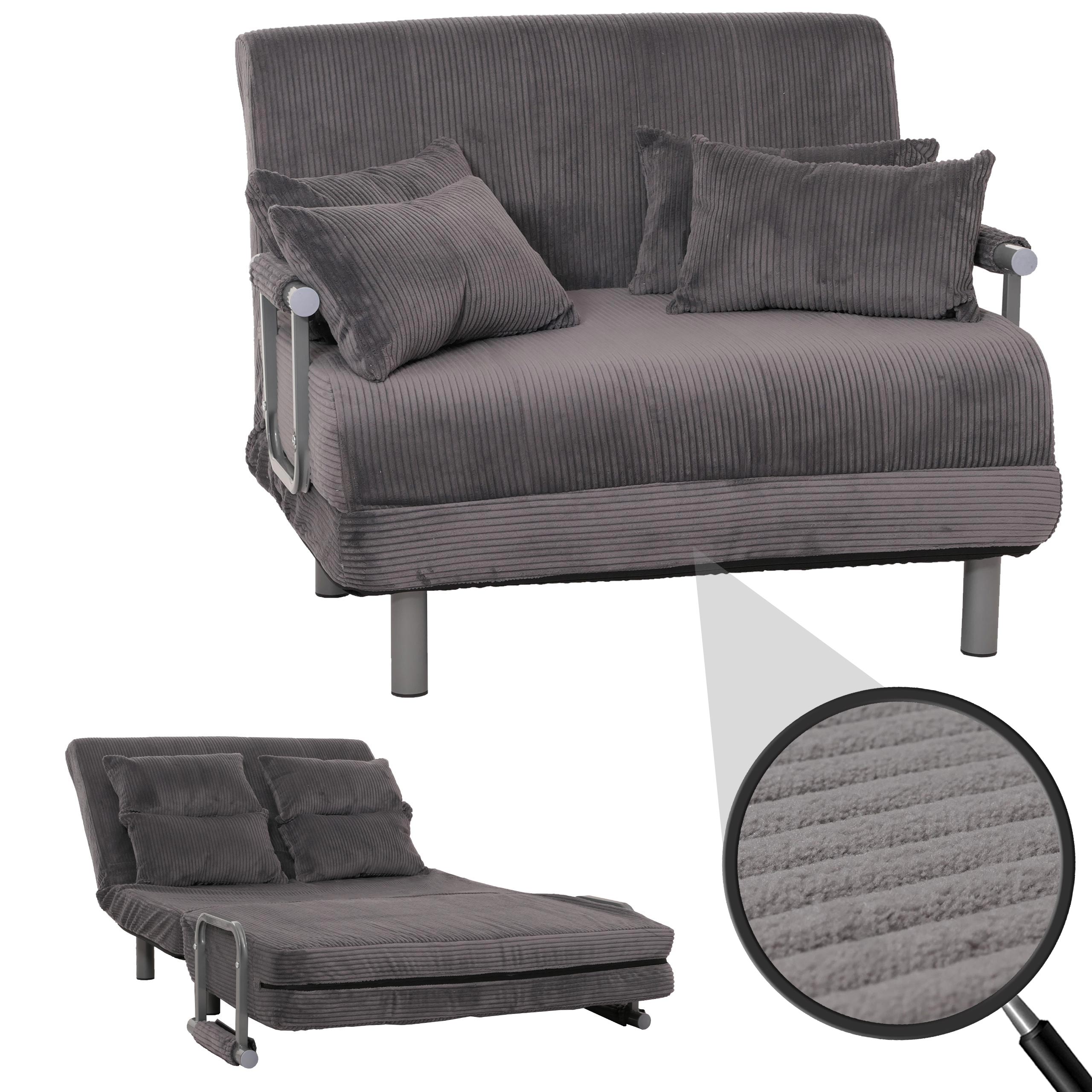 Schlafsessel MCW-K29, Klappsessel Schlafsofa G&auml;stebett, Liegefl&auml;che 190x100cm, Stoff Cord (330g/m&sup2;) ~ dunkelgrau - Bild 1
