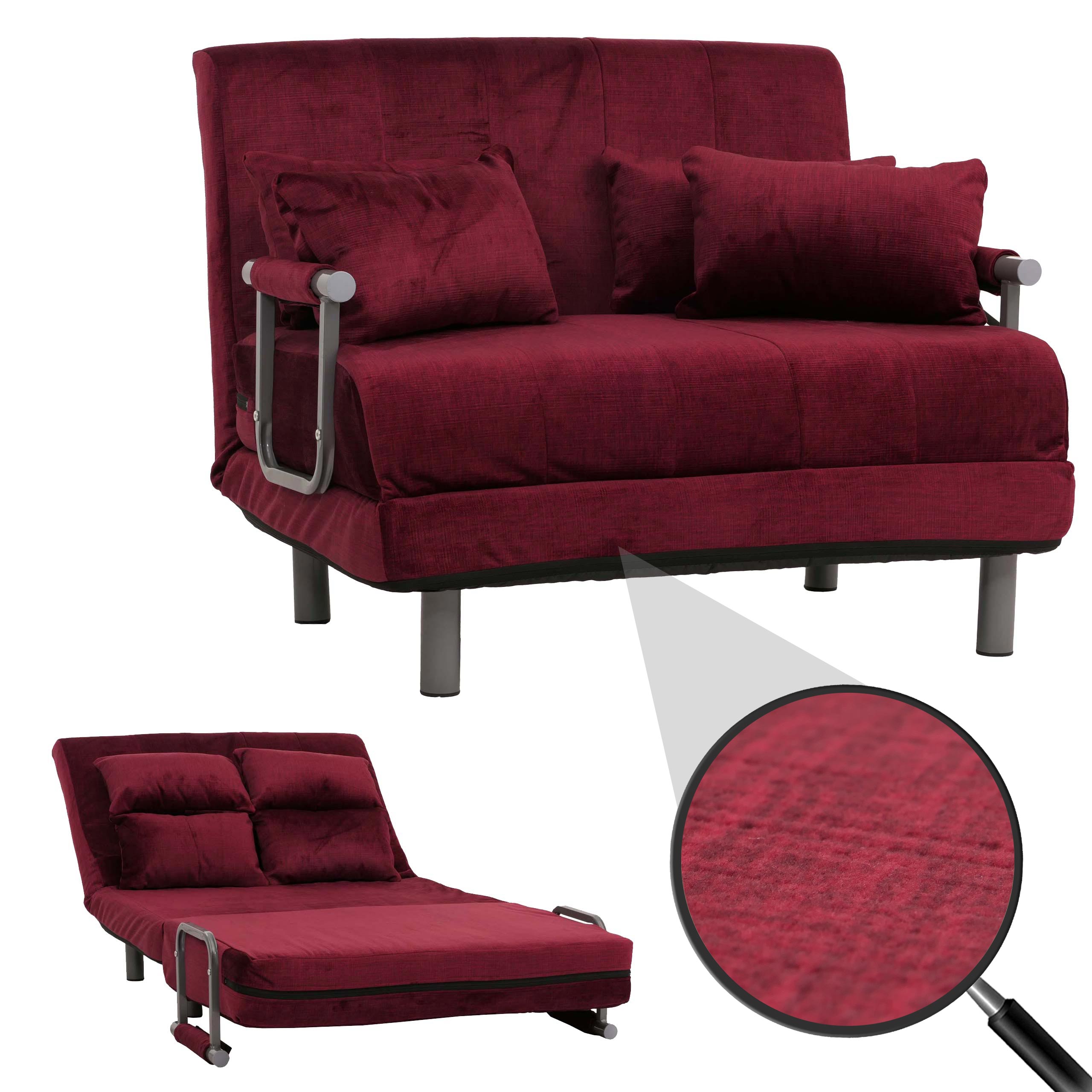Schlafsessel MCW-K29, Klappsessel Schlafsofa G&auml;stebett, Liegefl&auml;che 190x100cm, Stoff Chenille (370g/m&sup2;) ~ bordeaux - Bild 1