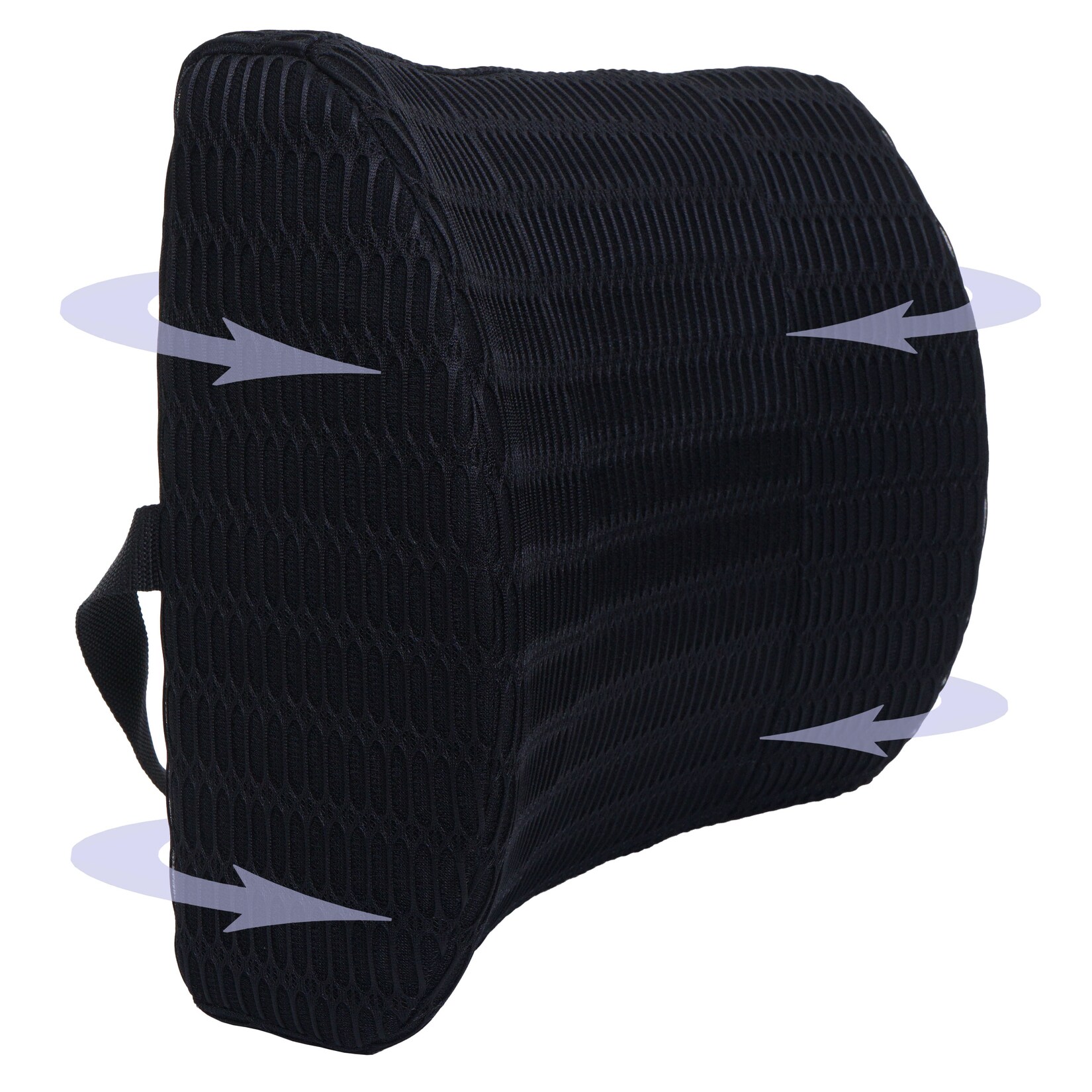 Lendenkissen MCW-N77, Rückenkissen Lordosenstütze, Memory Foam Stoff/Textil waschbar Befestigungsgürtel schwarz | 04057651844343