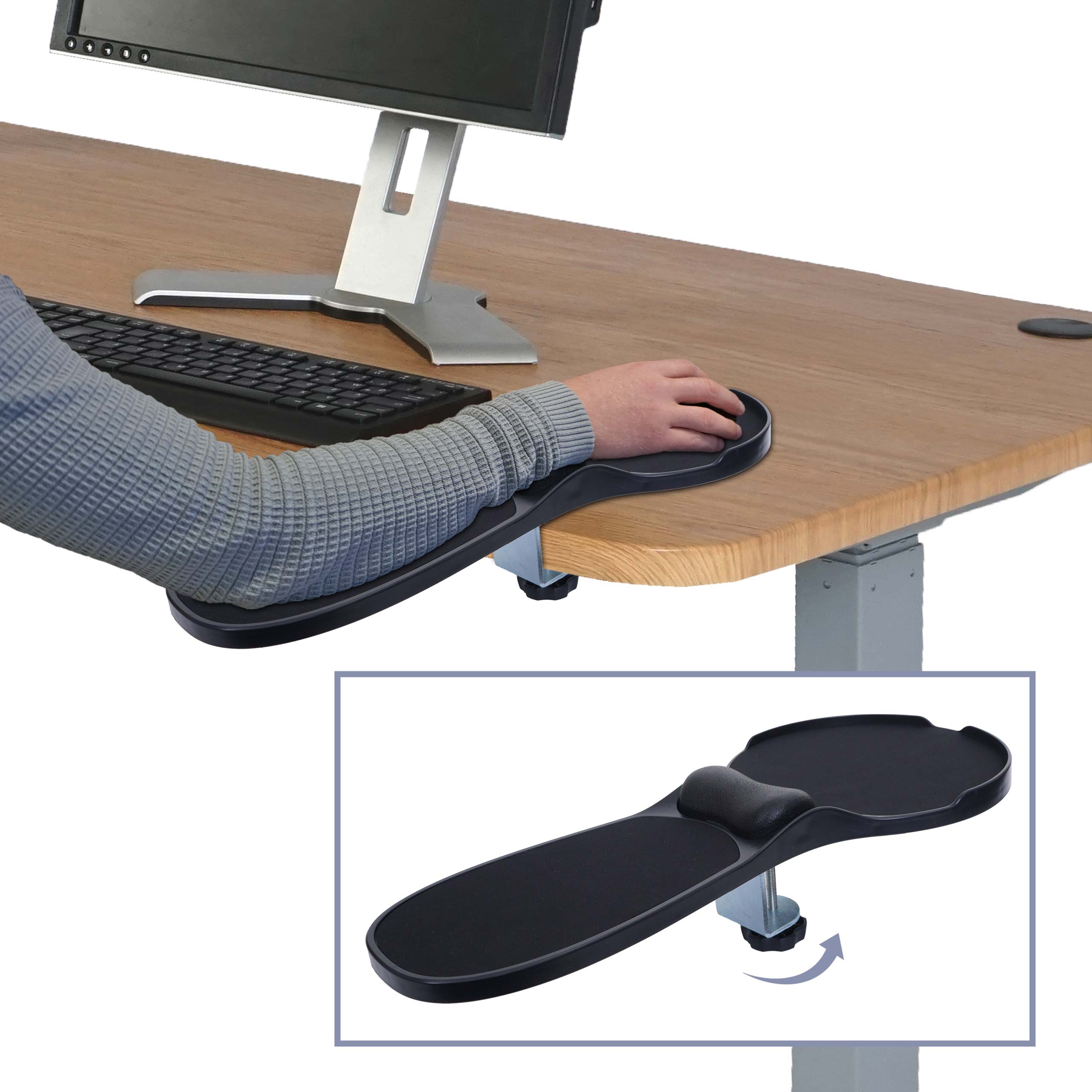2in1 Armauflage mit Mauspad MCW-N76, Tisch-/Armlehnen-Mousepad Gelenkst&uuml;tze Handgelenkkissen ergonomisch 90&deg; verstellbar - Bild 1