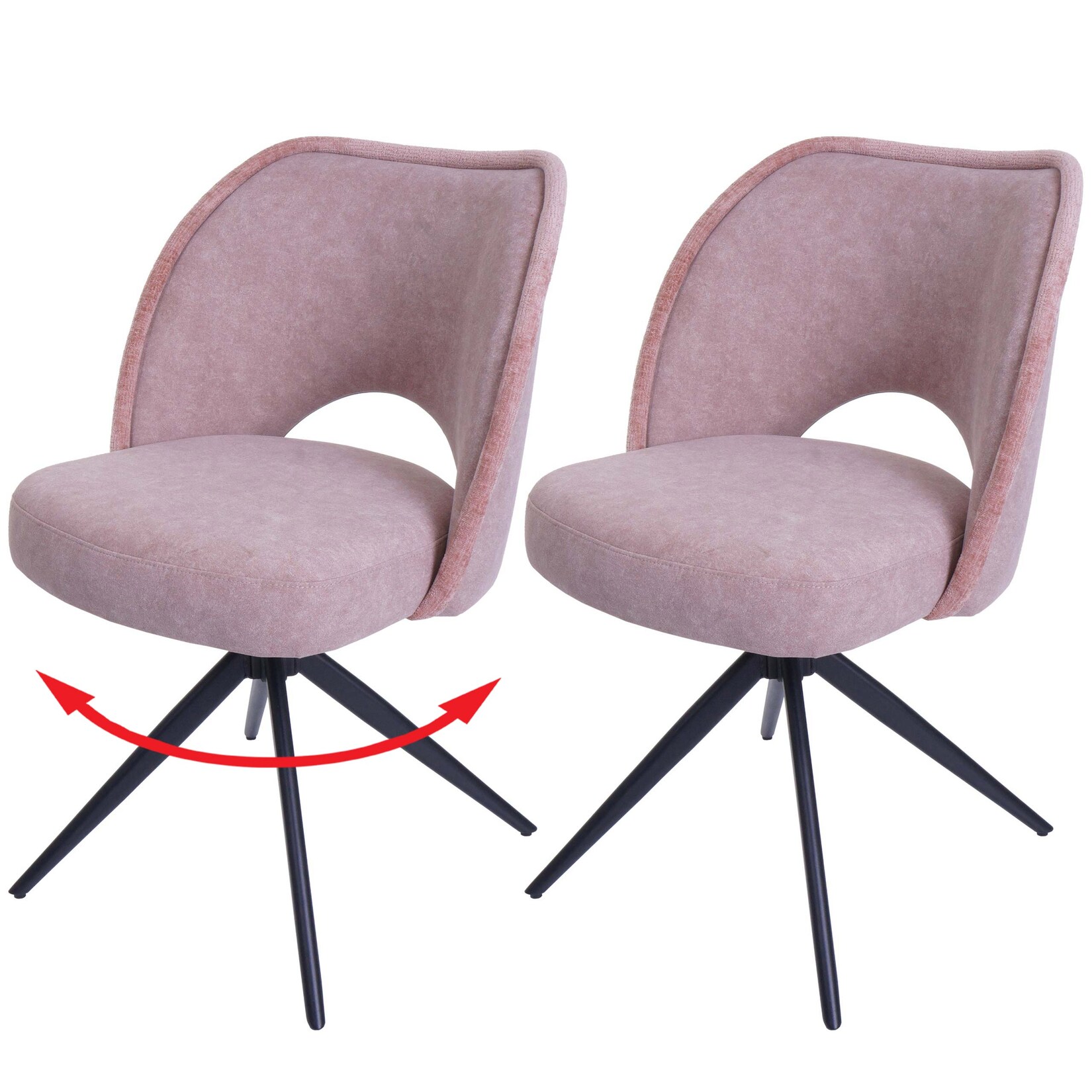 2er-Set Esszimmerstuhl MCW-N72, Polster-Küchenstuhl, drehbar Auto-Return, Stoff/Textil (420g/m²) Öko-Tex ~ rosa | 04057651692012