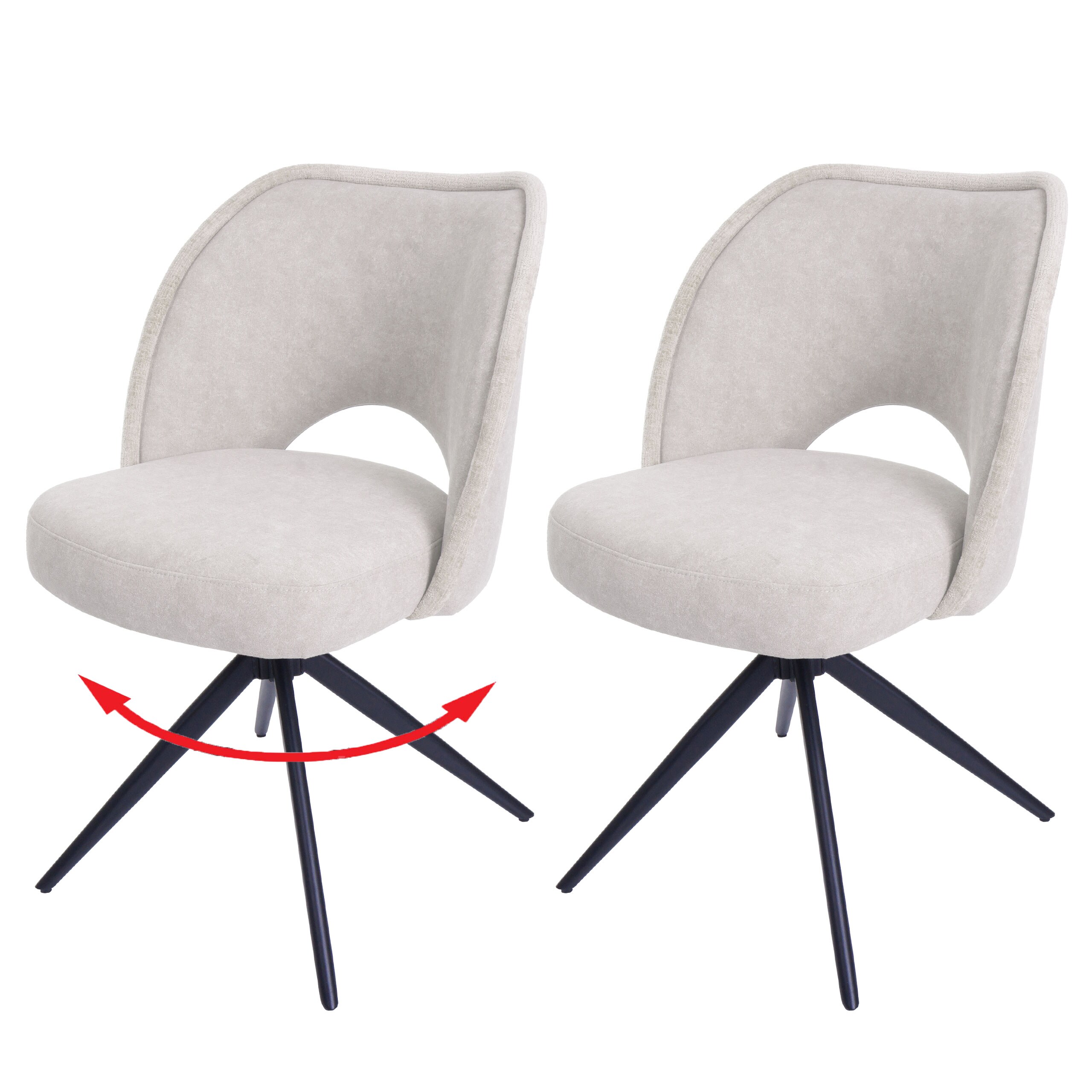 2er-Set Esszimmerstuhl MCW-N72, Polster-K&uuml;chenstuhl, drehbar Auto-Return, Stoff/Textil (420g/m&sup2;) &Ouml;ko-Tex ~ creme - Bild 1