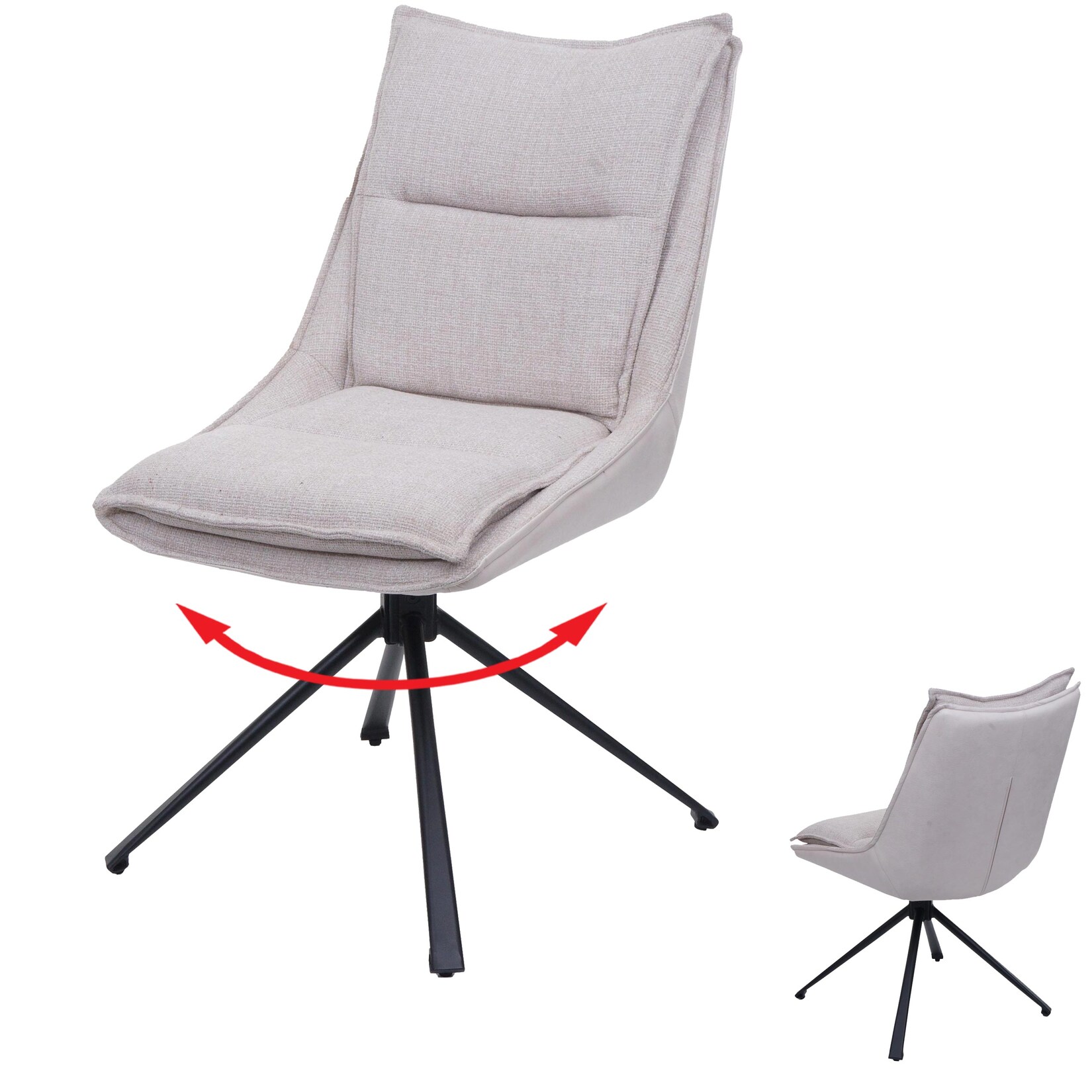 Esszimmerstuhl MCW-N71, Küchenstuhl, drehbar Auto-Return, Stoff/Textil (420g/m²) Öko-Tex ~ creme-beige | 04057651693552