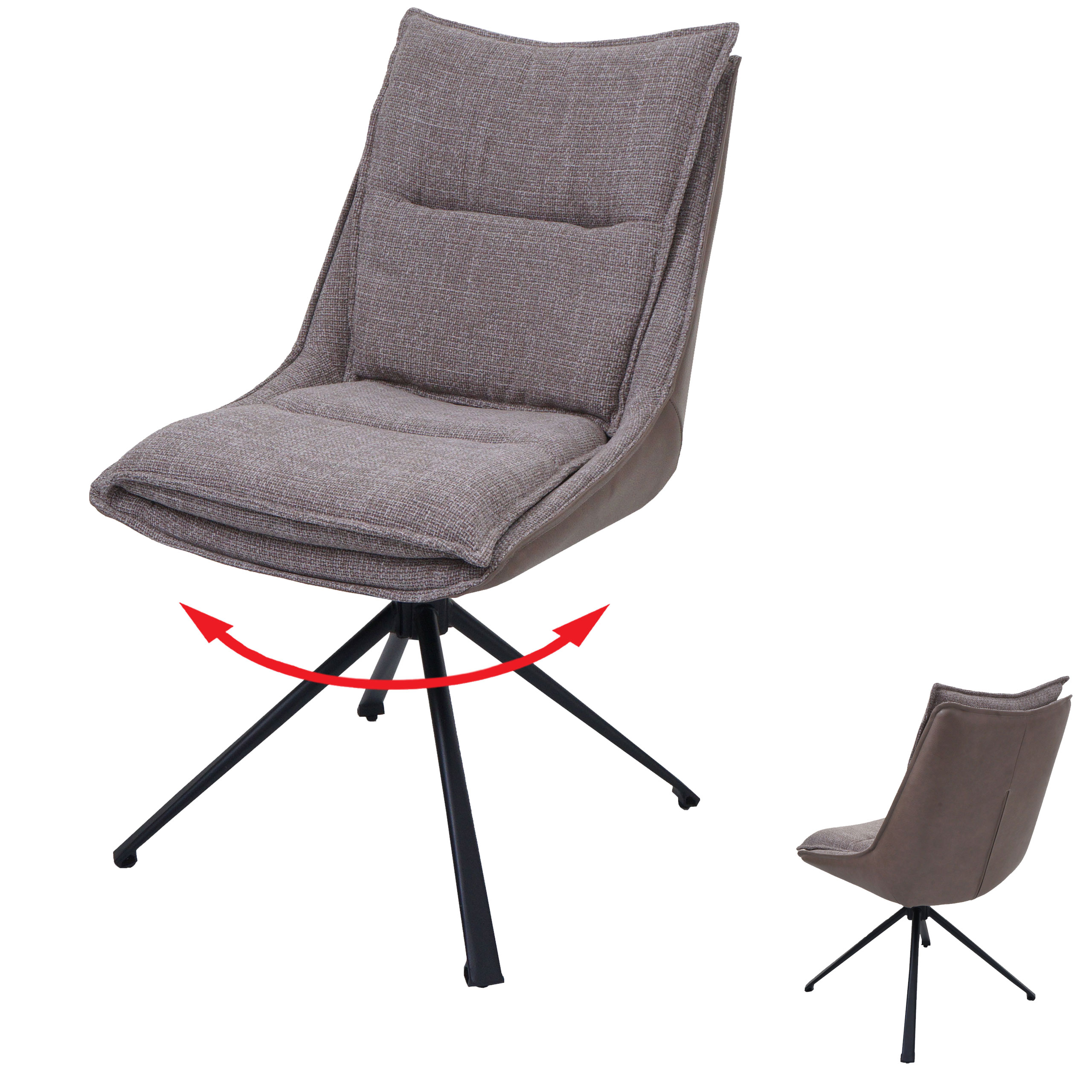 Esszimmerstuhl MCW-N71, K&uuml;chenstuhl, drehbar Auto-Return, Stoff/Textil (420g/m&sup2;) Kunstleder &Ouml;ko-Tex ~ beige - Bild 1