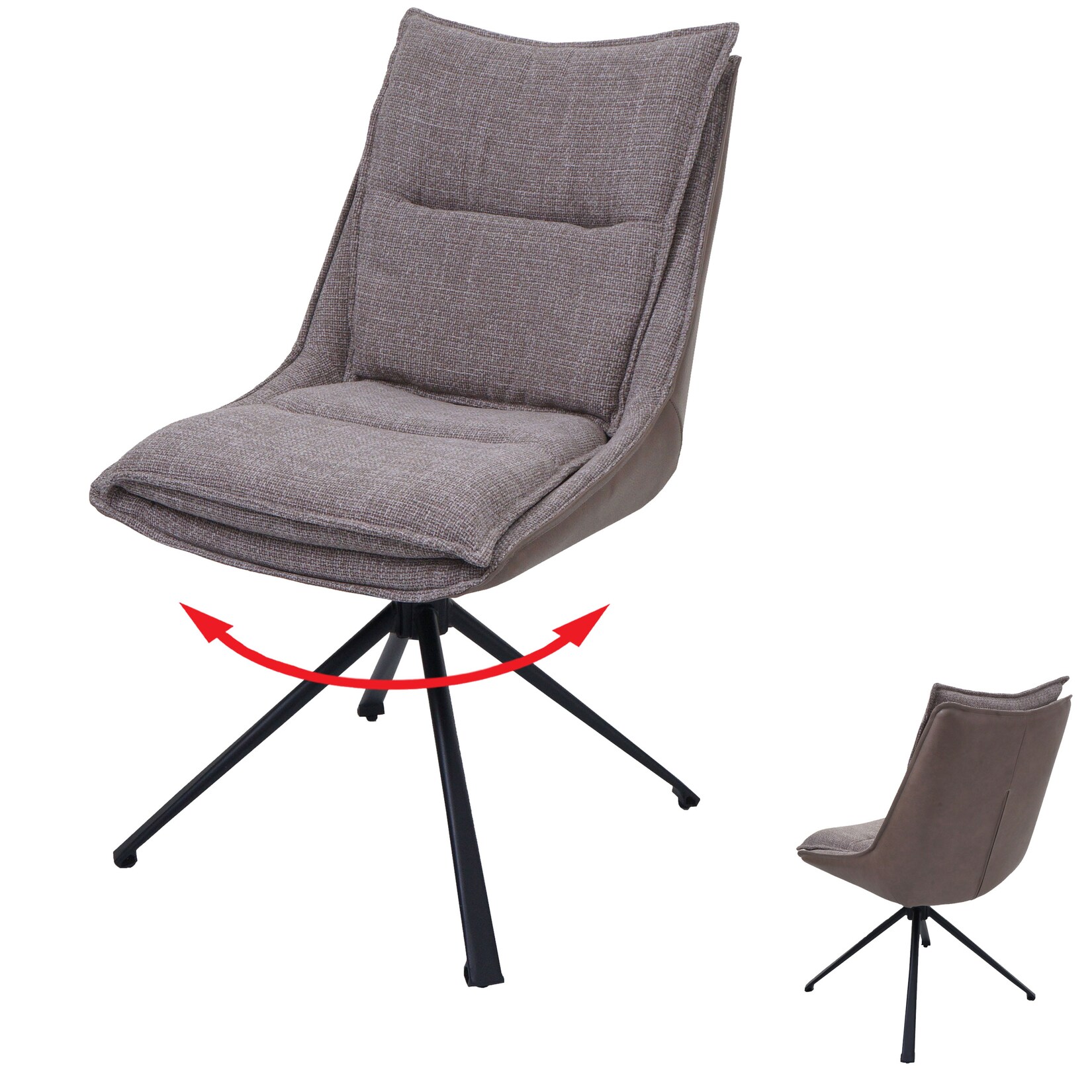 Esszimmerstuhl MCW-N71, Küchenstuhl, drehbar Auto-Return, Stoff/Textil (420g/m²) Kunstleder Öko-Tex ~ beige
