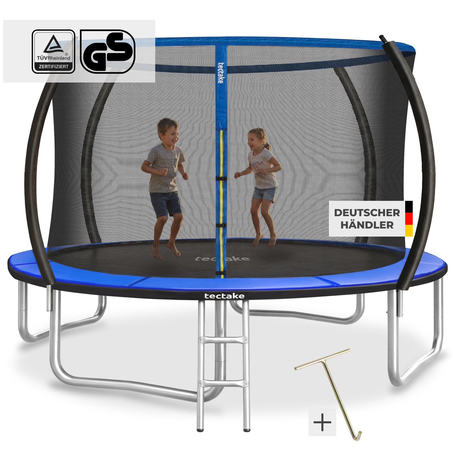 tectake&reg; Trampolin, &Oslash; 305 cm, GS-zertifiziert, Randabdeckung, inklusive Einstiegsleiter - Bild 1
