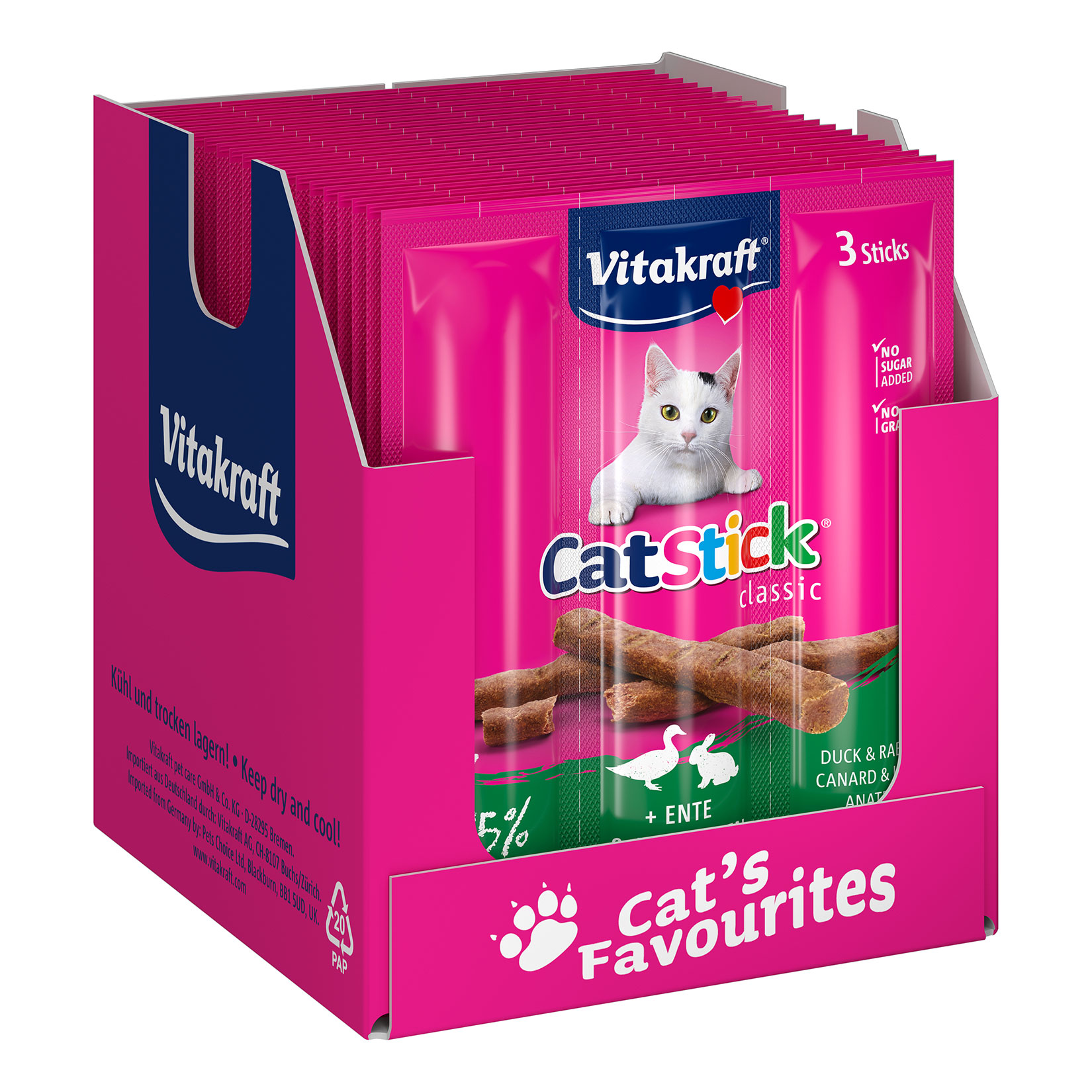Vitakraft Mini Cat Sticks Ente & Kaninchen 18 g, 20er Pack - Bild 1