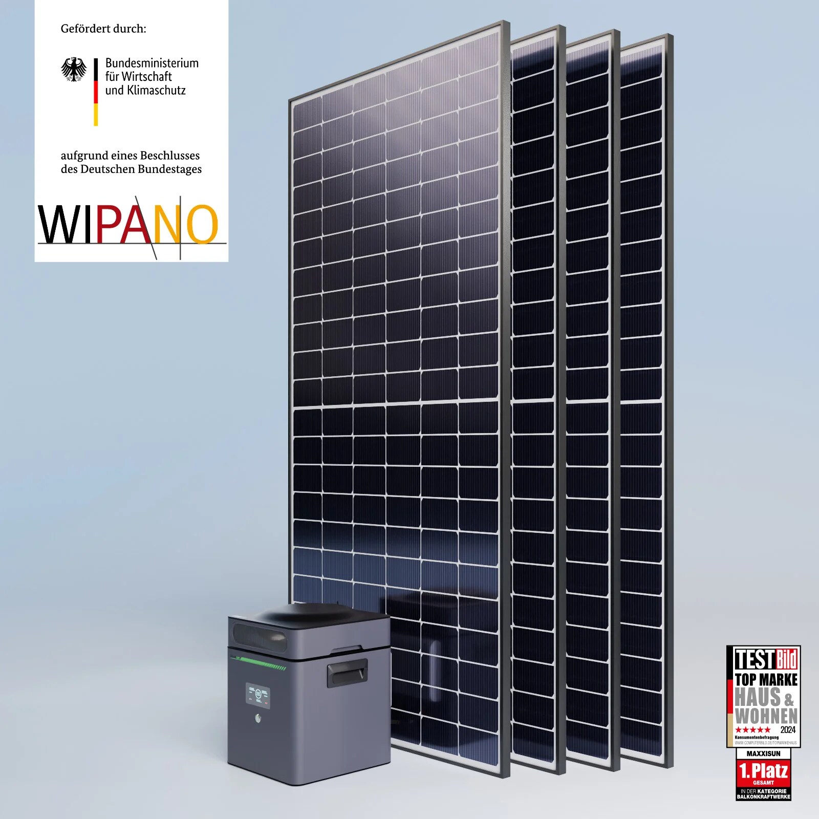 Maxxicharge V2 Komplettset 2000Wp | Steckersolarkonform | Maxxicharge 3.0 | Ohne Montagesystem - Bild 1