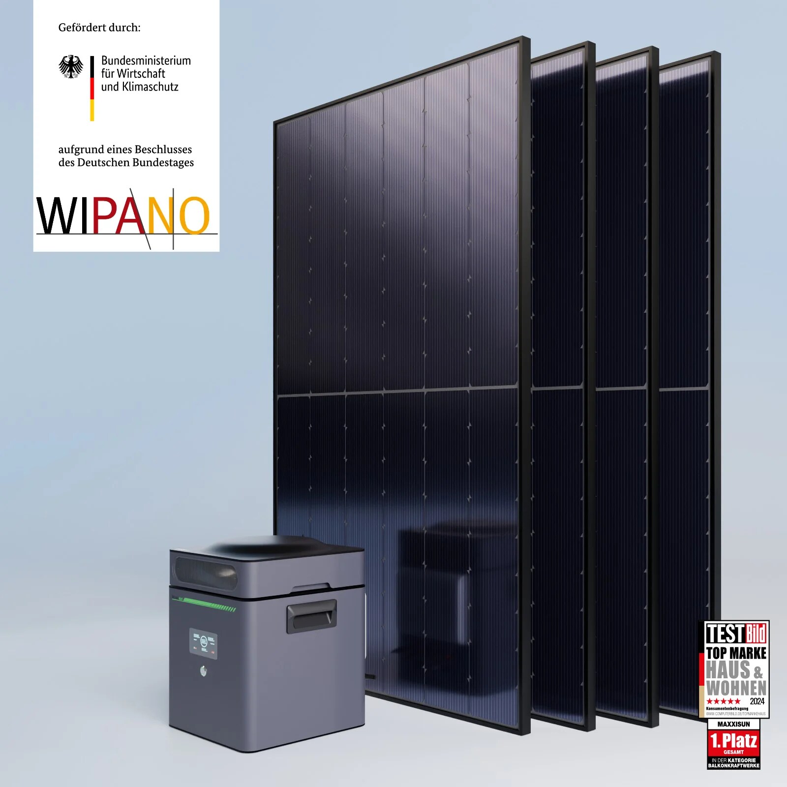 Maxxicharge V2 Komplettset Bifazial 1760Wp | Steckersolarkonform | Maxxicharge 3.0 | Ohne Montagesystem - Bild 1