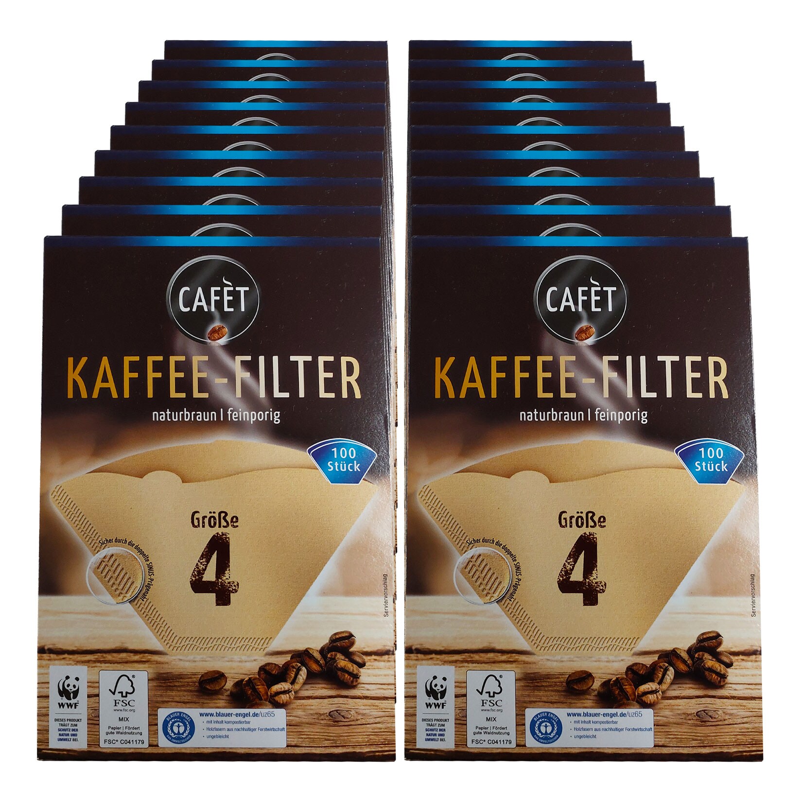 Cafet Kaffeefilter Gr&ouml;&szlig;e 4 100 St&uuml;ck, 18er Pack - Bild 1