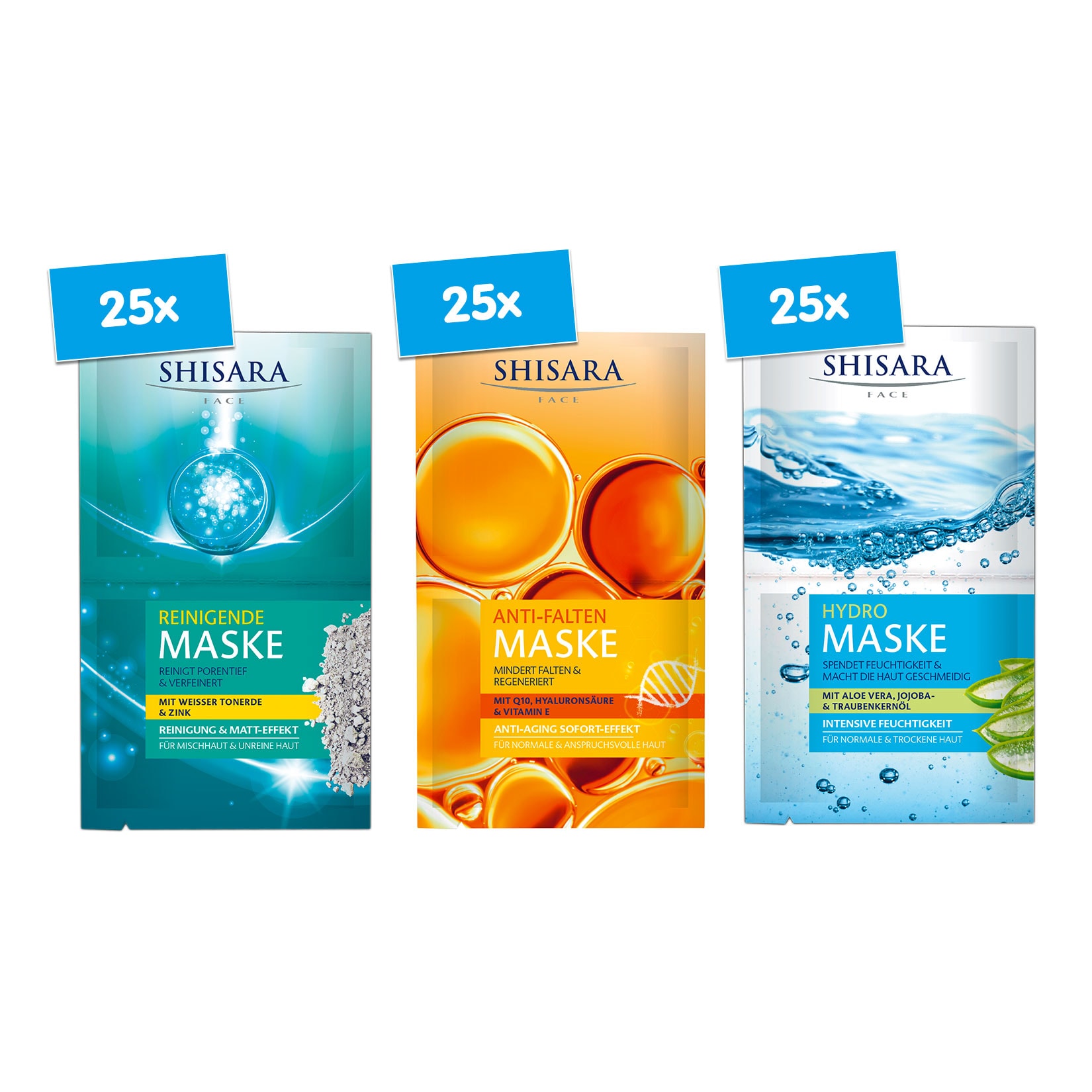 Shisara Gesichtsmasken 2 x 8 ml, verschiedene Sorten, 75er Pack - Bild 1