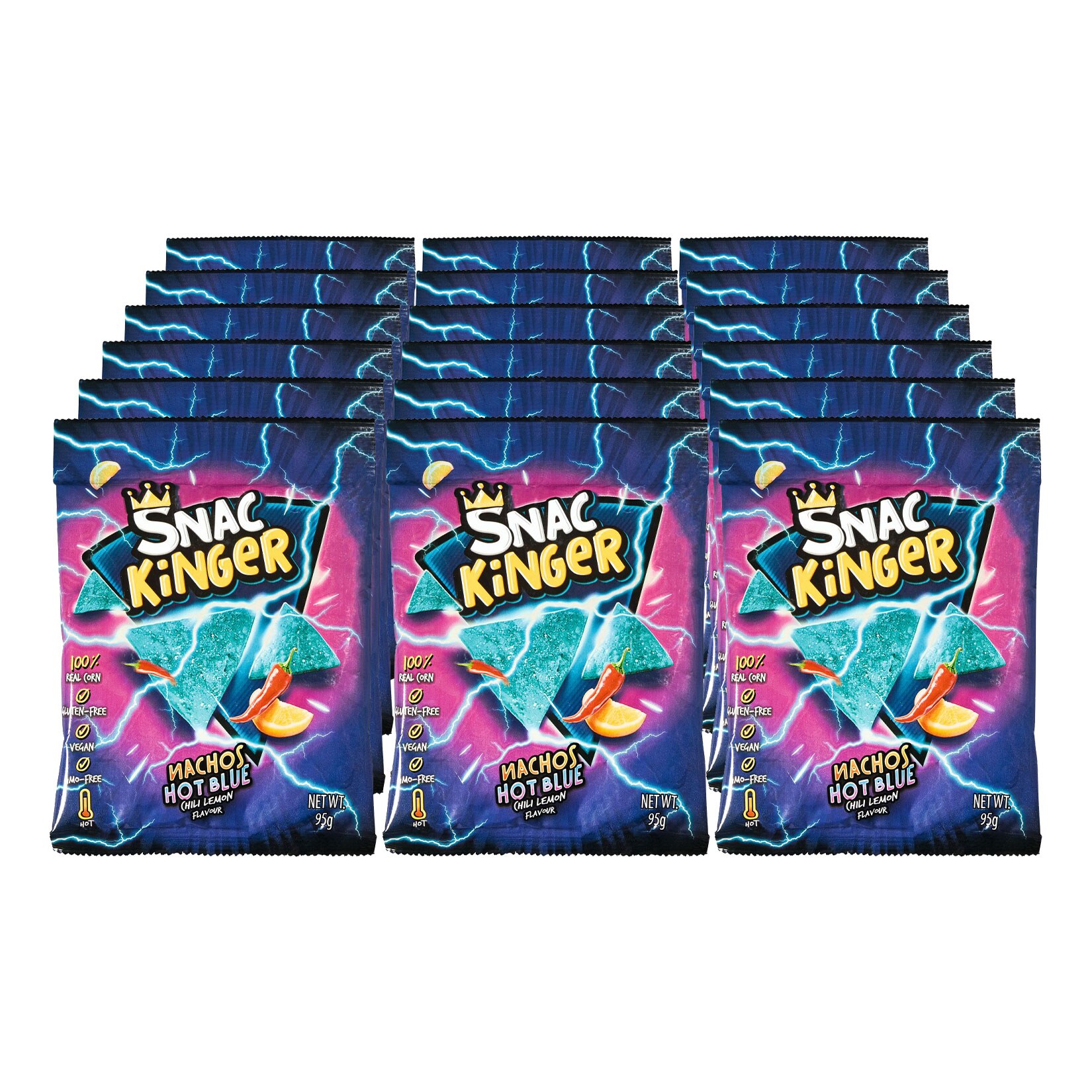 Snackinger Nacho-Chips Hot Blue 95 g, 16er Pack - Bild 1